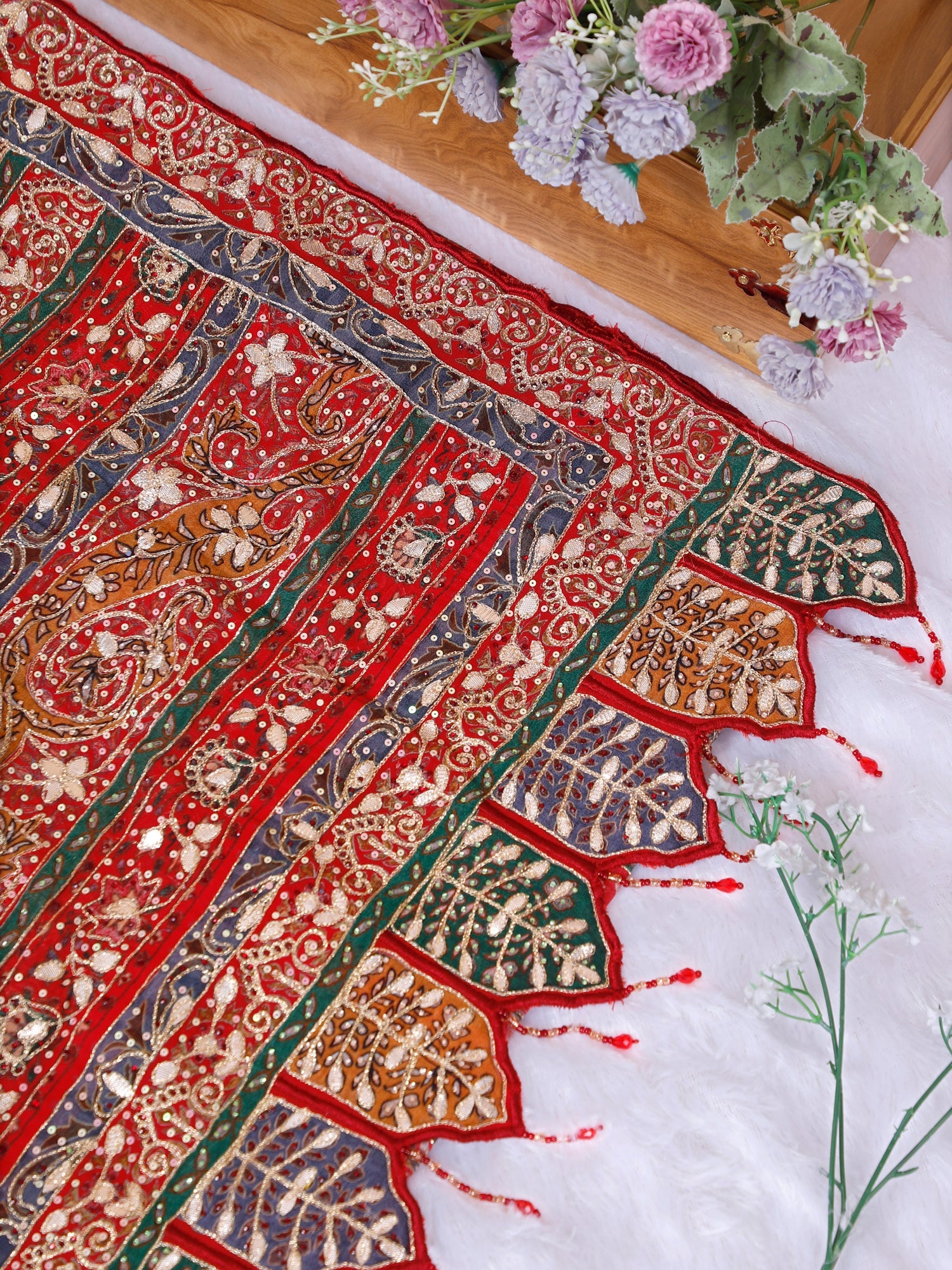 Rajwadi Style Multi Crepe Georgette Saree With Gota Patti Work