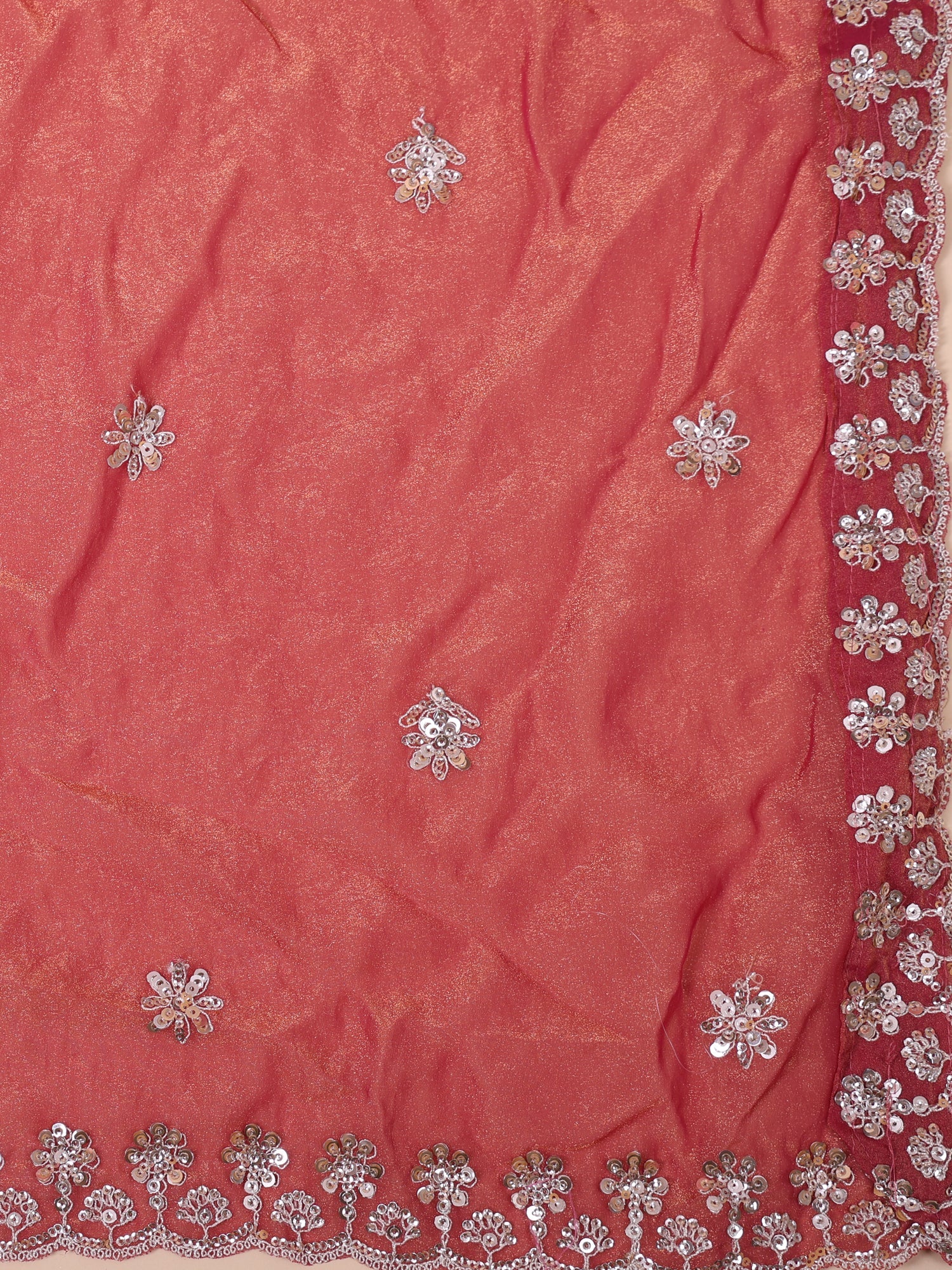 Pink Shimmer Thread Embroidery &amp; Beads Sequin Bridal Lehenga