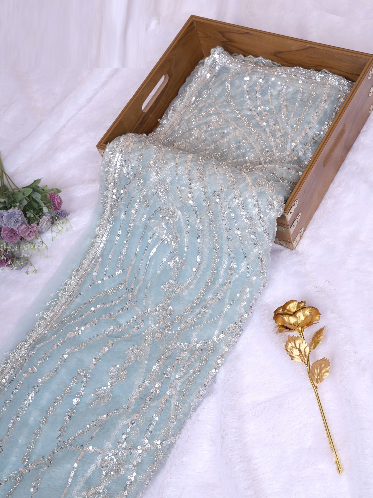 Aqua Light Opaline Grace Net Saree