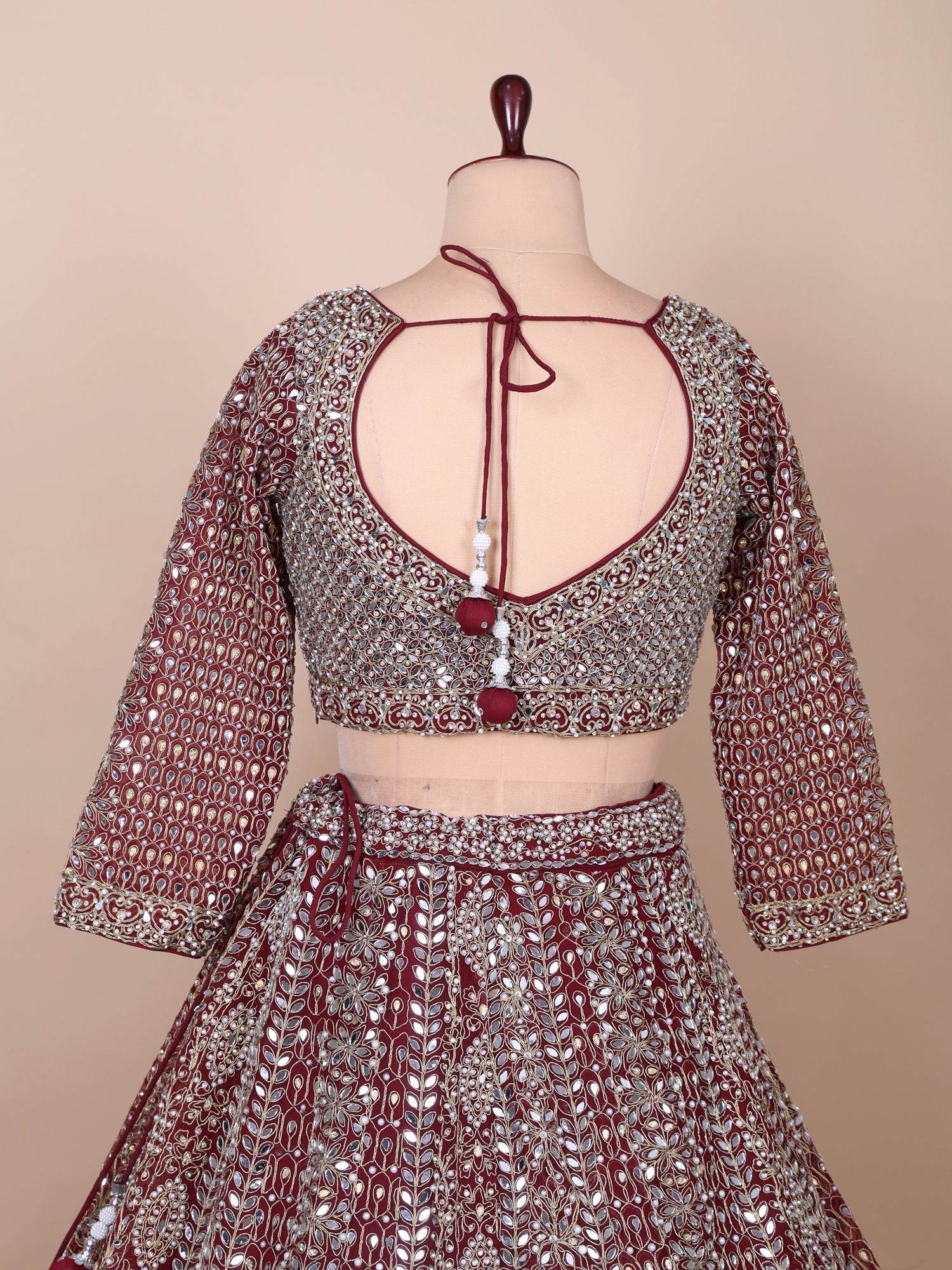 Maroon Velvetglow Net Lehenga With Signature Mirror Highlights