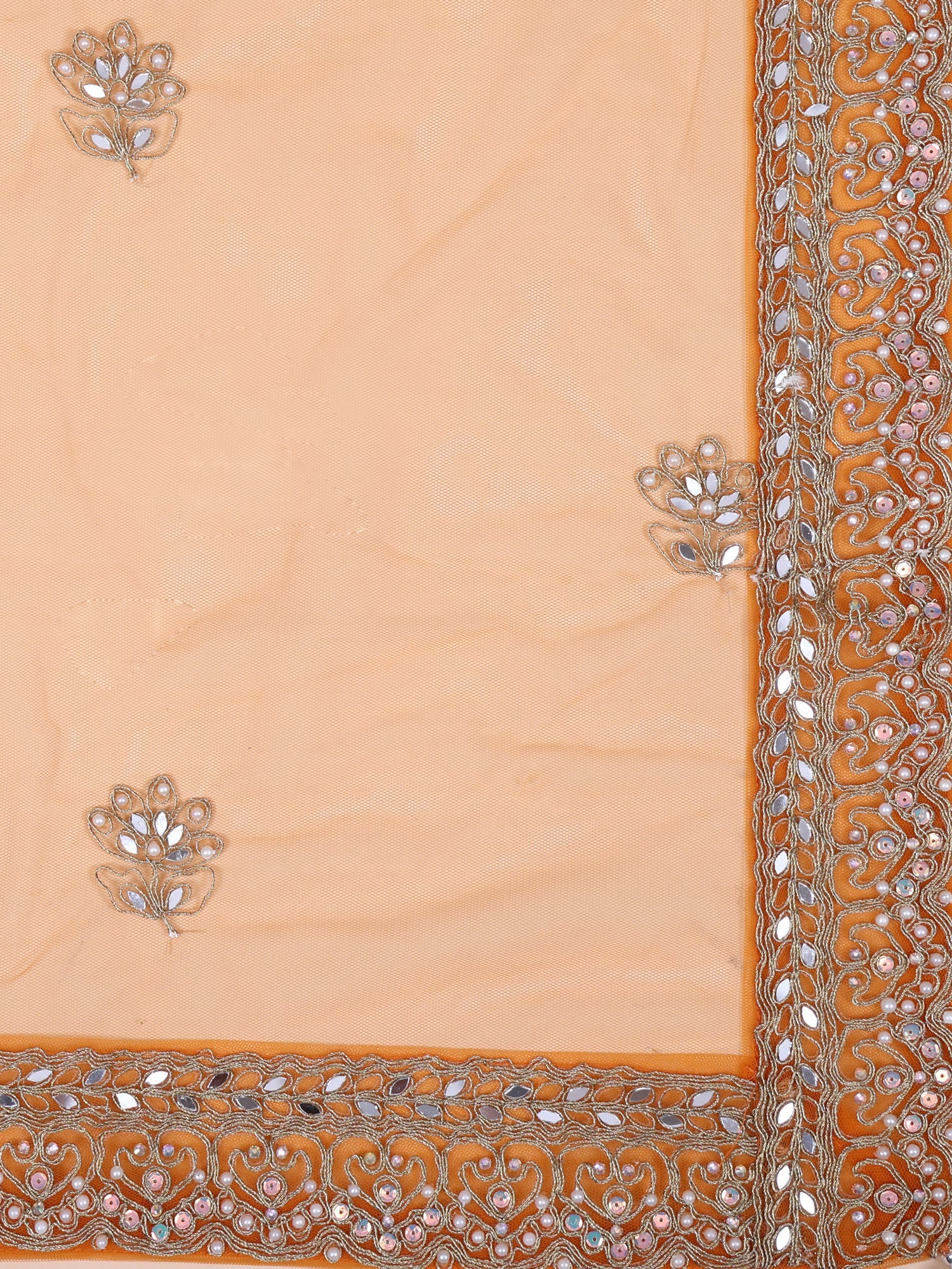 Rust Orange Signature Net Lehenga With Jarkan, Mirror &amp; Sequin Glow