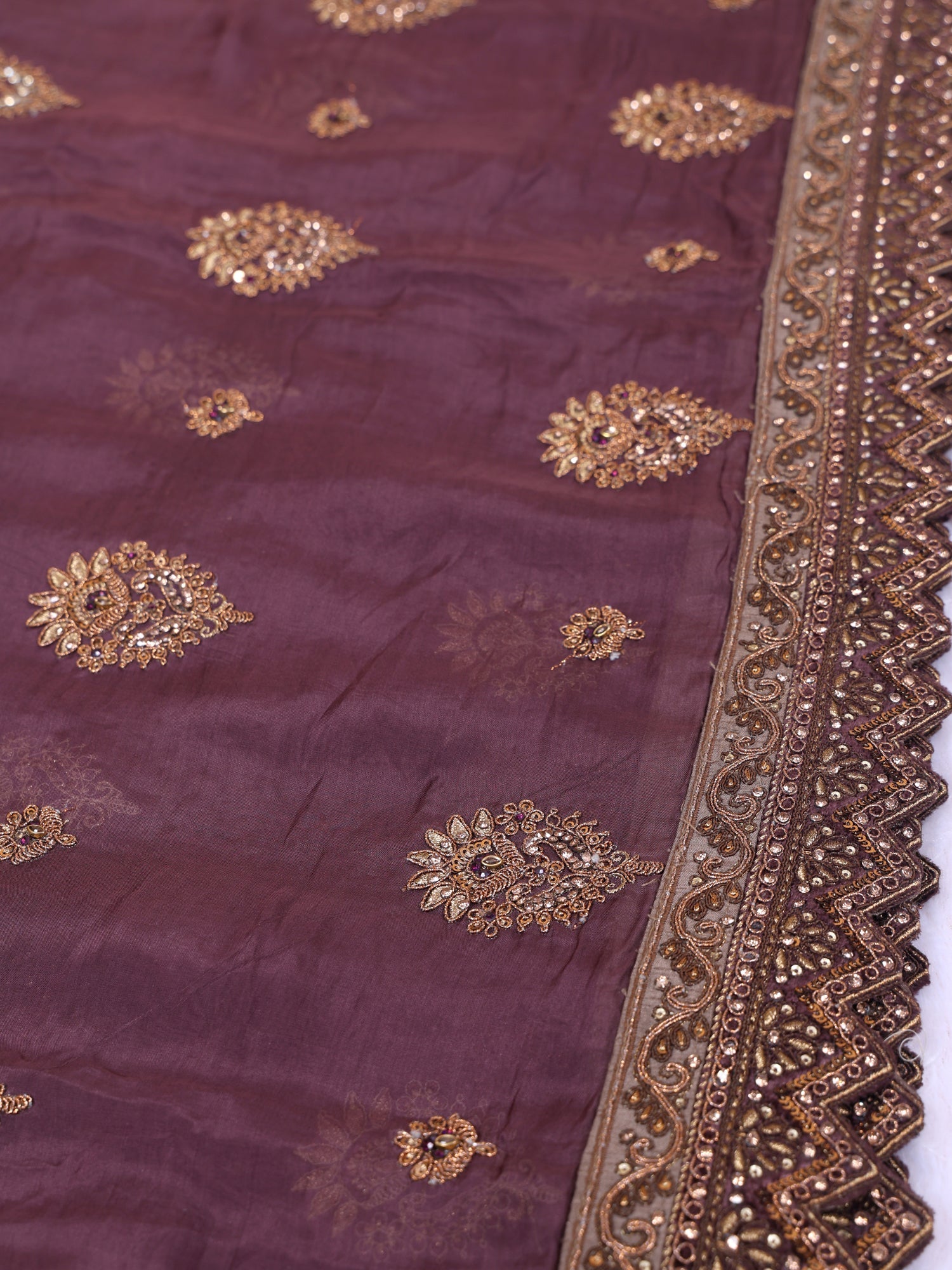 Berry Purple Prism Diamond Work Silk Saree