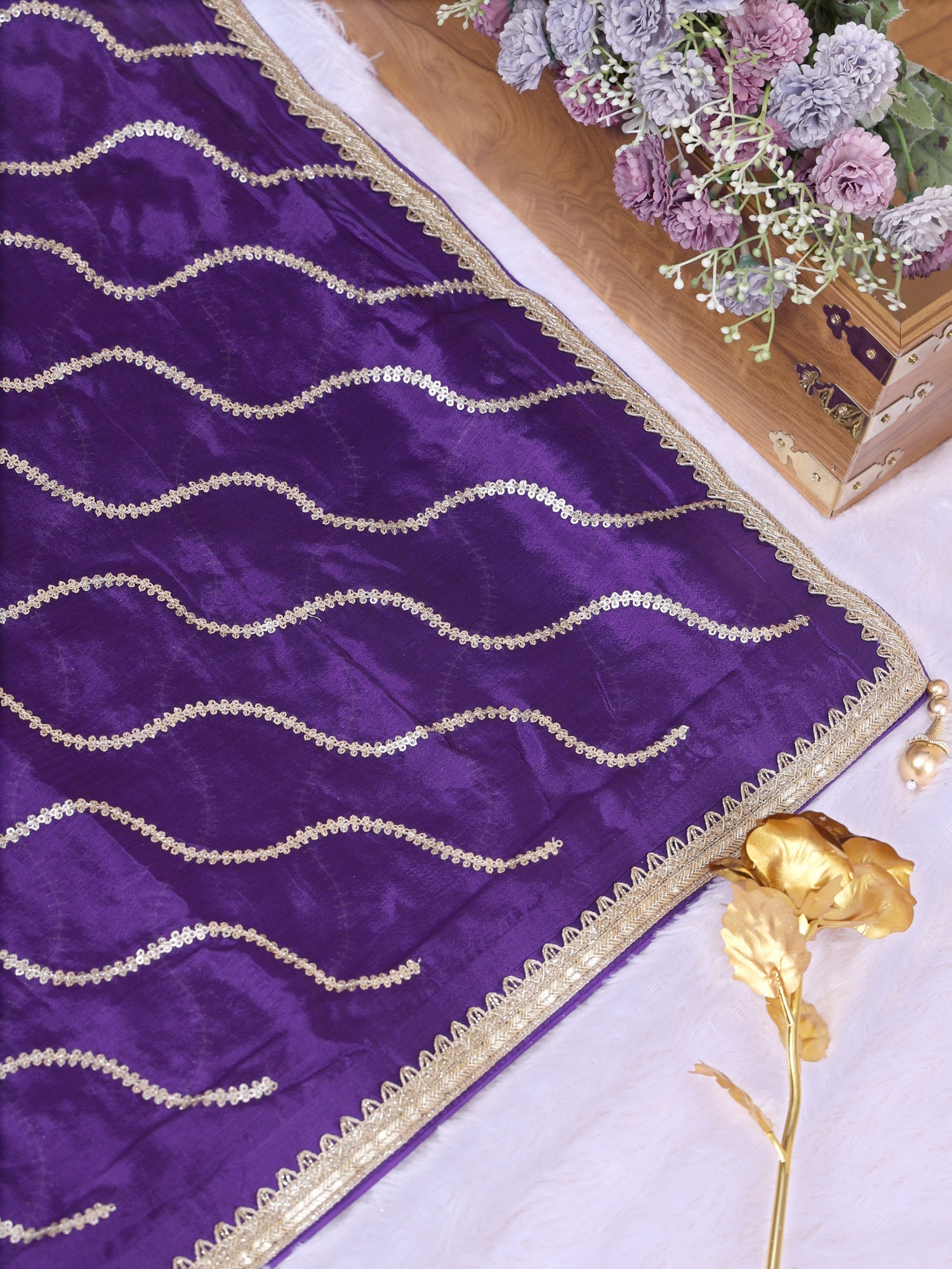Purple Regal Glow Designer Silk Saree With Sequence Zardozi Work