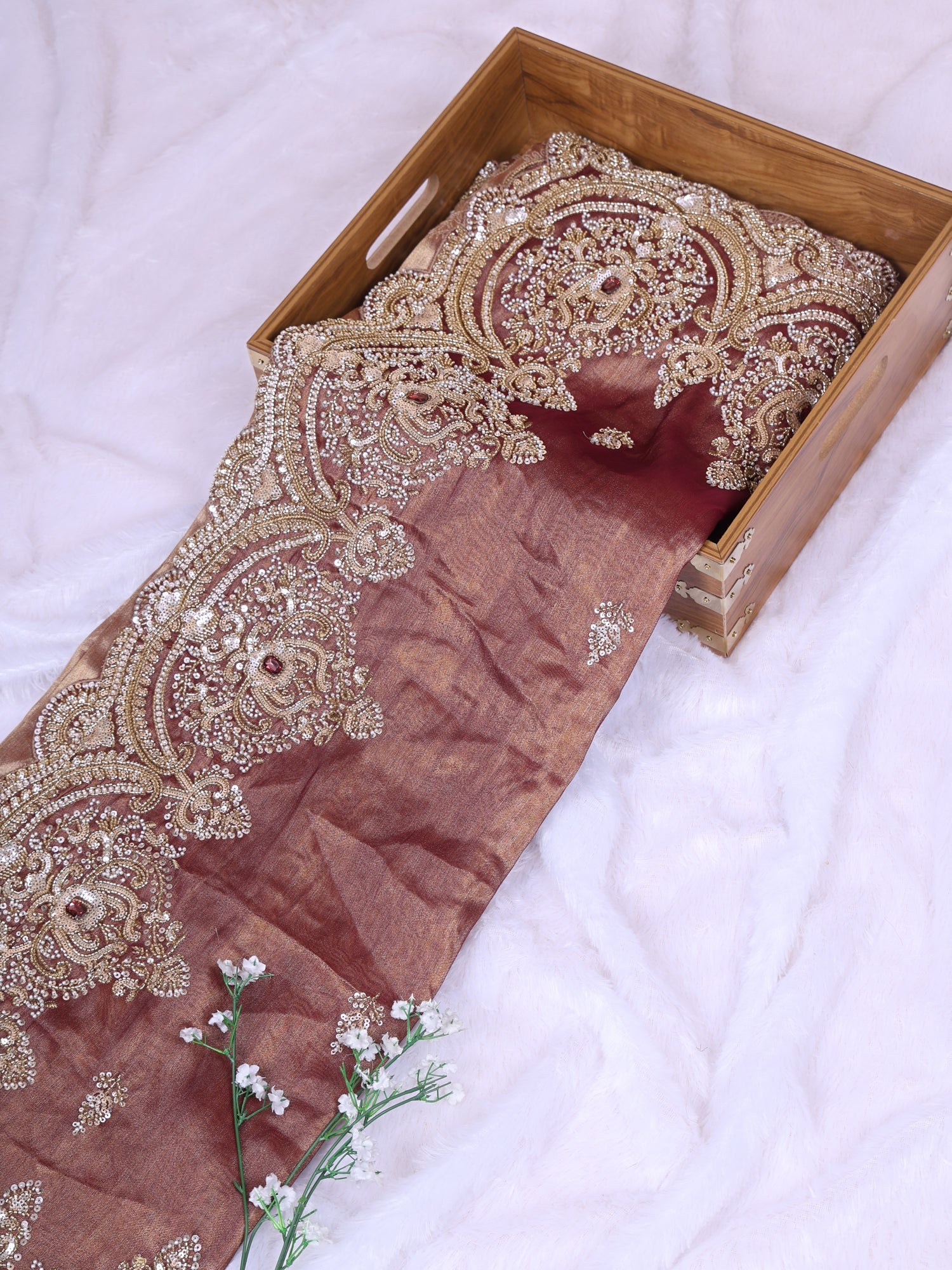 Maroon Royal Prism Handcrafted Saree With Sequin Diamond