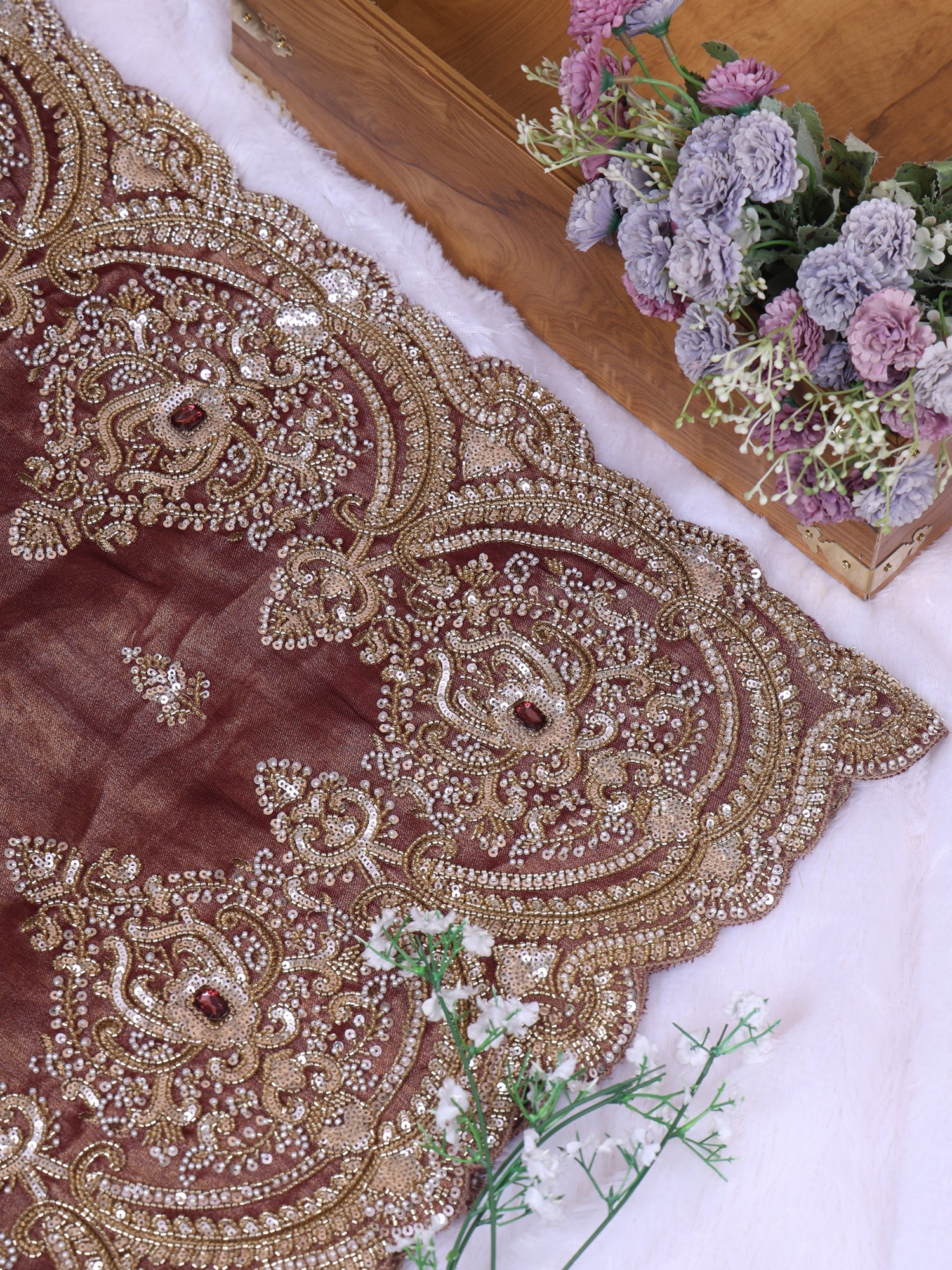 Maroon Royal Prism Handcrafted Saree With Sequin Diamond