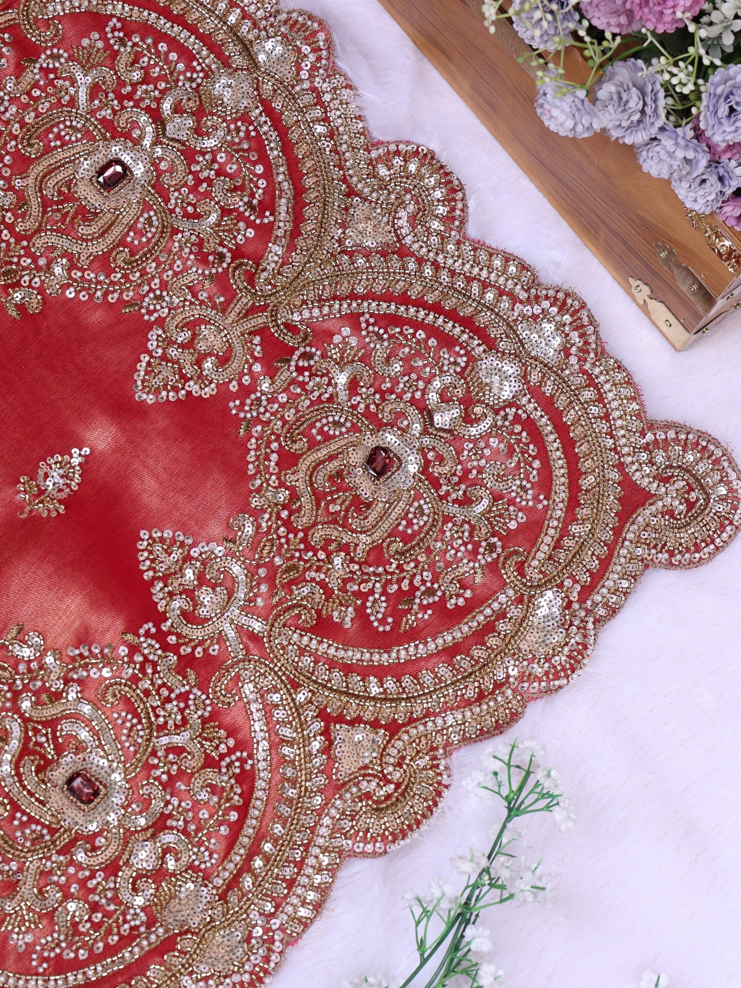 Barbee Crystal Shimmer Silk Saree With Diamond Sequence Hand Embroidery