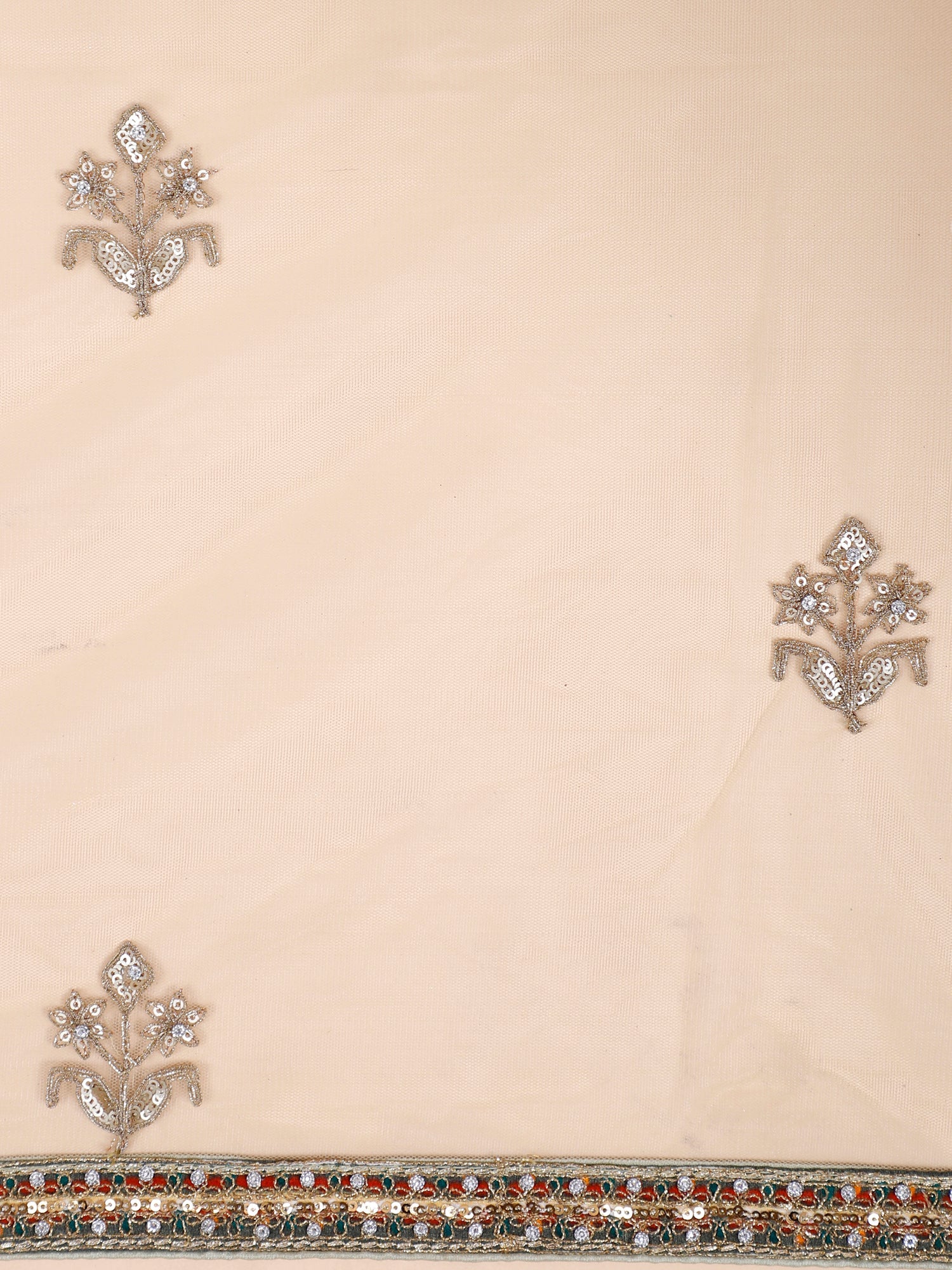 Teal Emerald Whisper Silk Lehenga with Sequined Threadwork