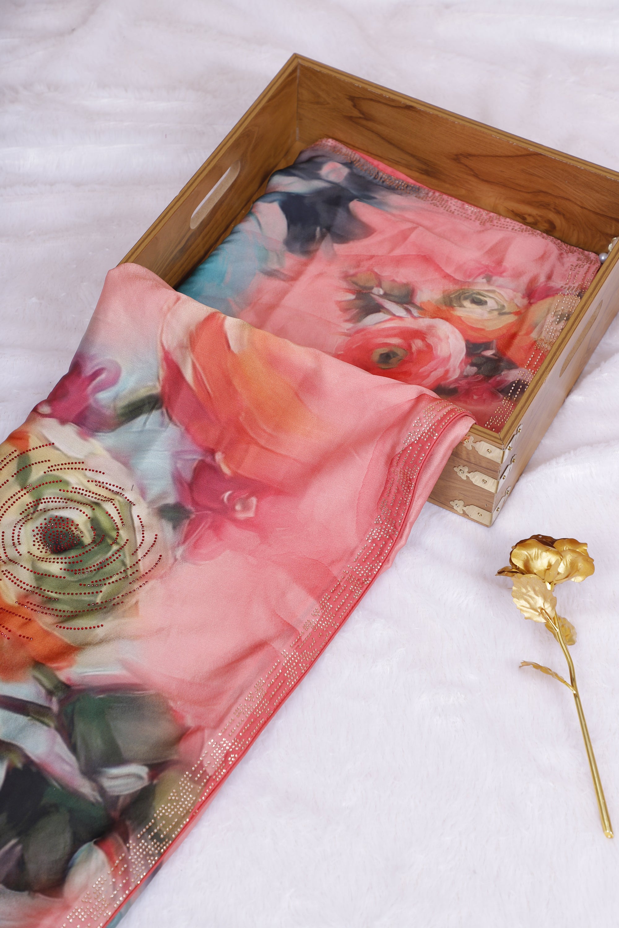 Multi Crepe Silk Zarkan Glow Sequence &amp; Digital Print Saree