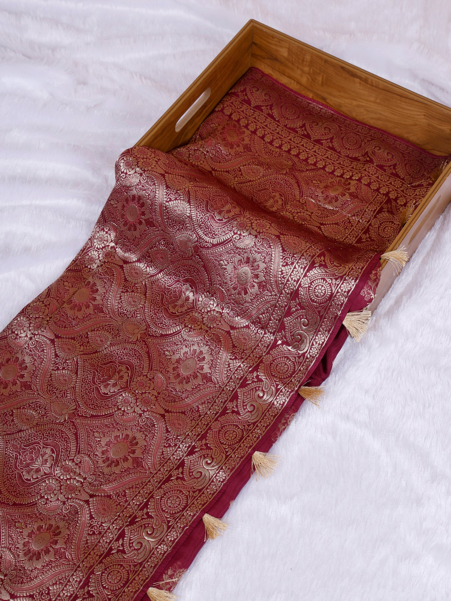 Maroon Timeless Wedding Aura Zardosi Handworked Silk Saree