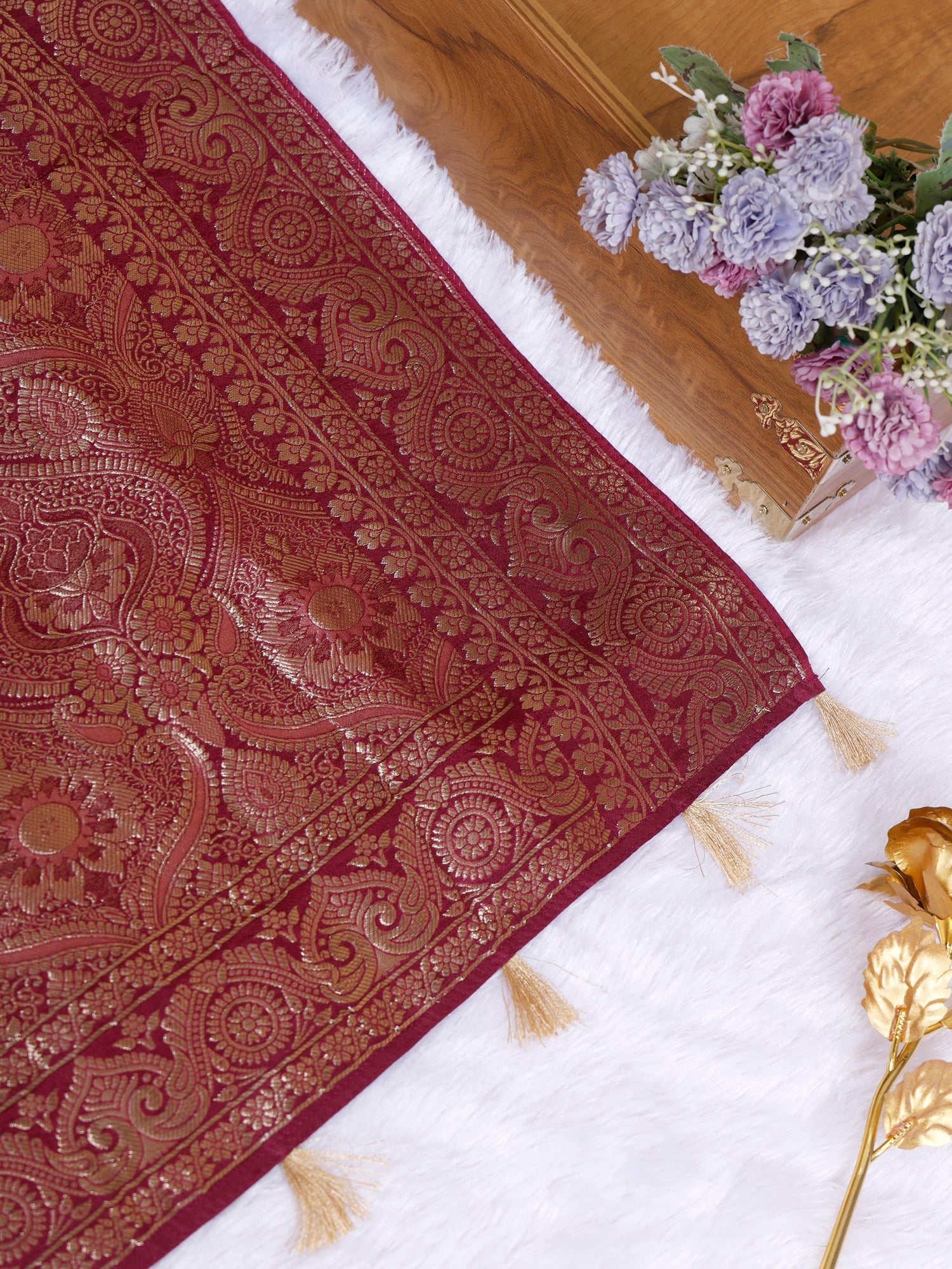 Maroon Timeless Wedding Aura Zardosi Handworked Silk Saree