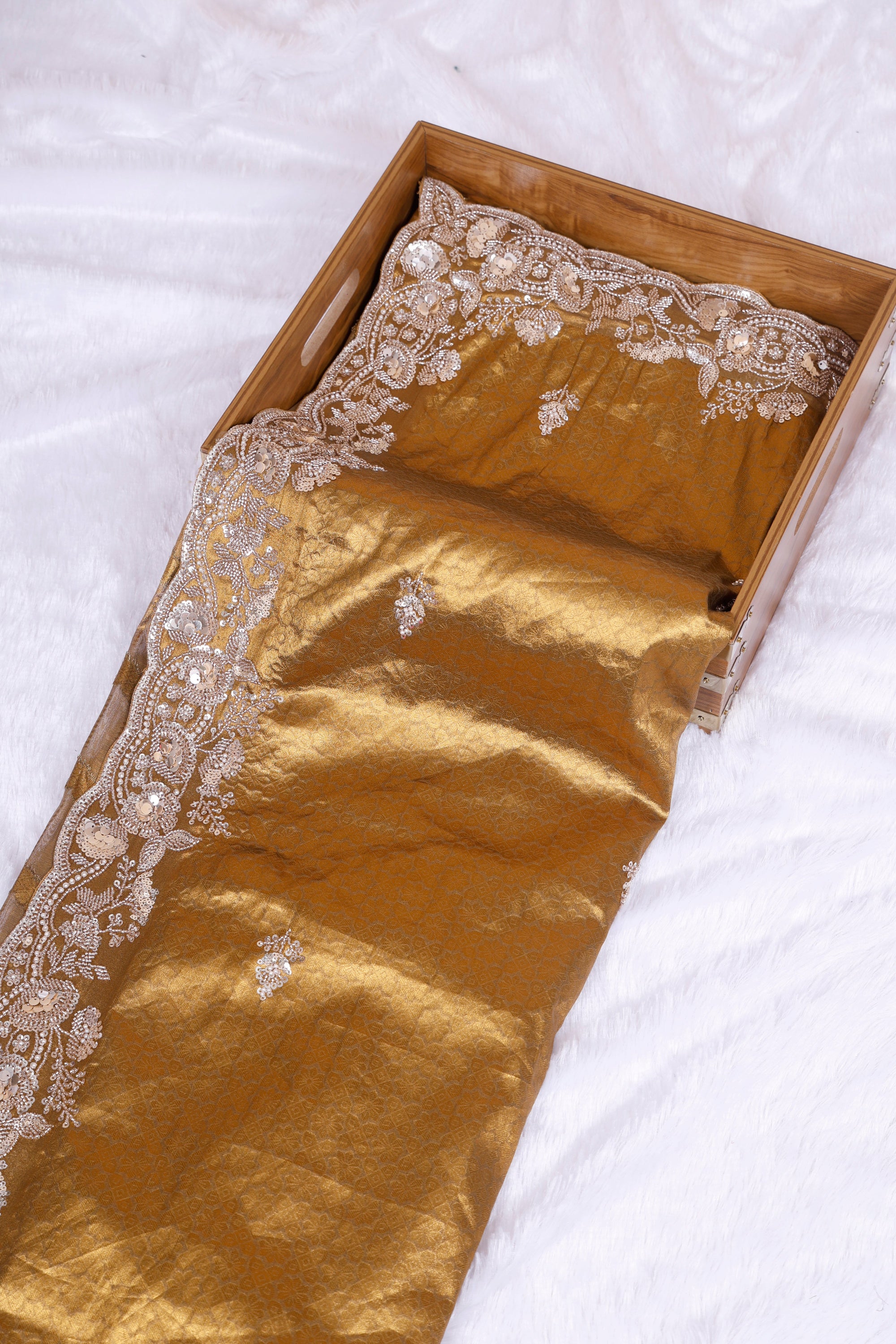 Dark Golden Luxe Radiance Crepe Silk Saree