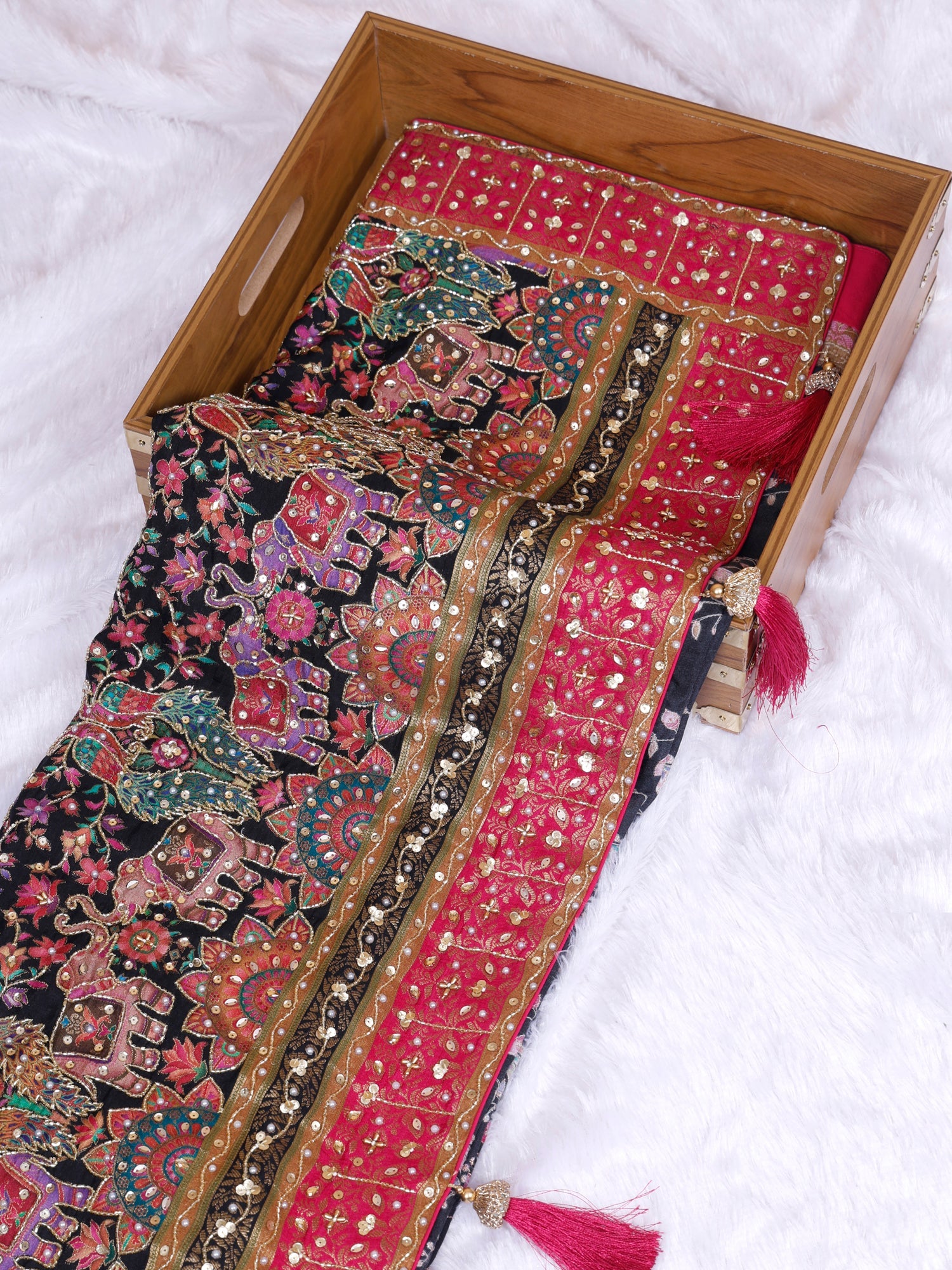 Multi Gulbahar Diamond Silk Saree