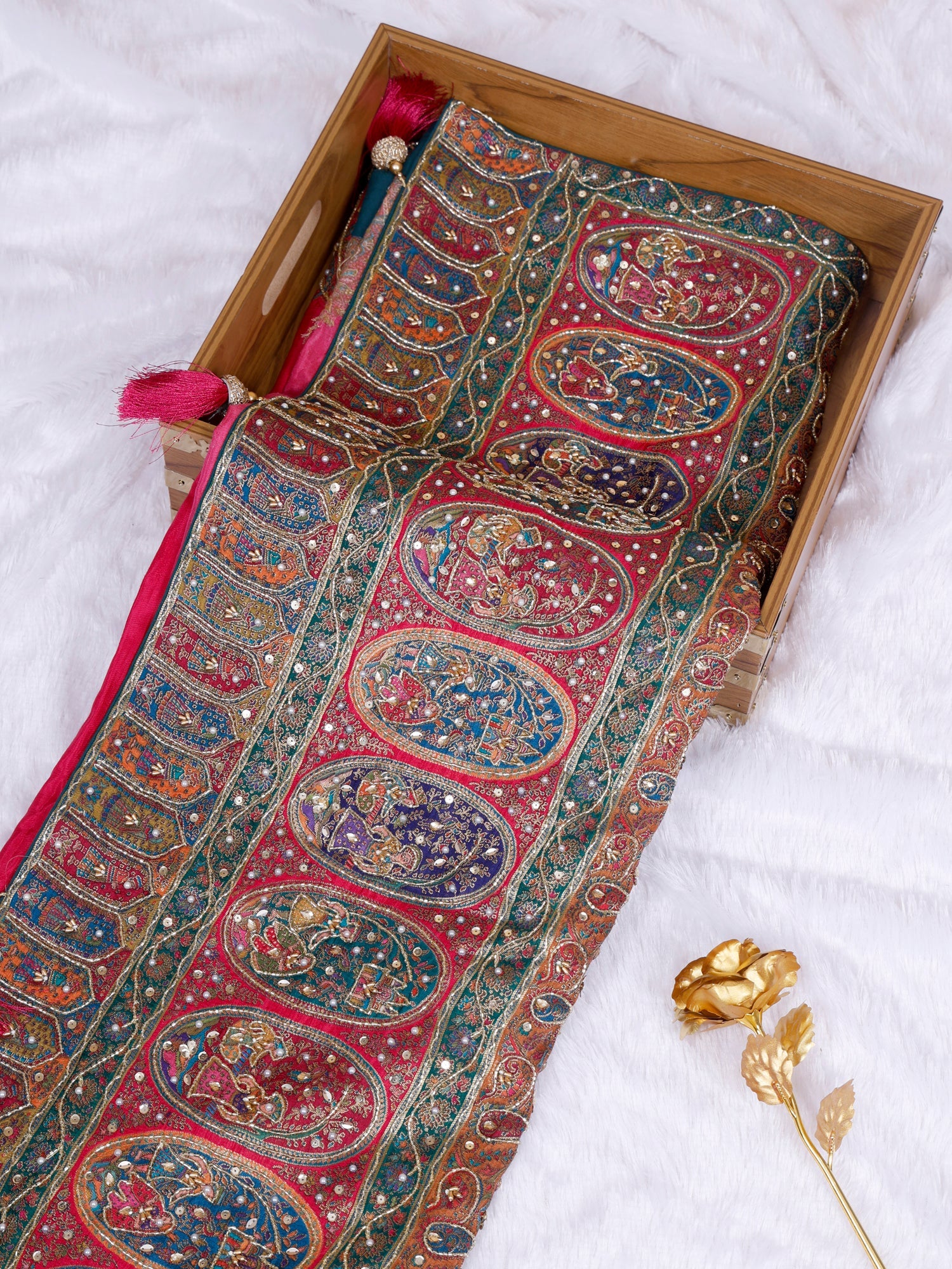 Multi Rajnandini Silk Saree With sequins Handwork