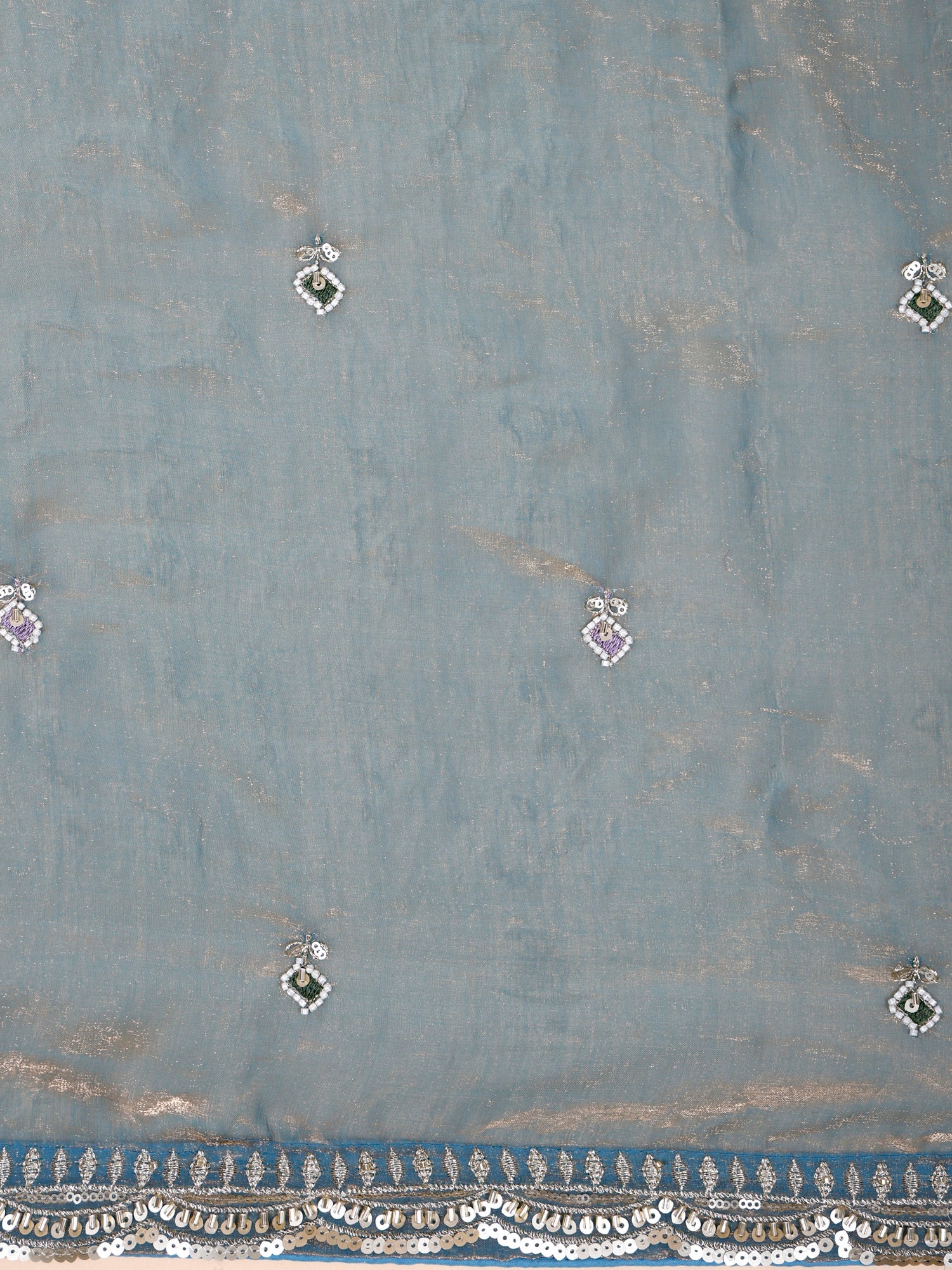 Starry Sapphire Luxury Kerosene Blue Lehenga with Beads &amp; Sequins