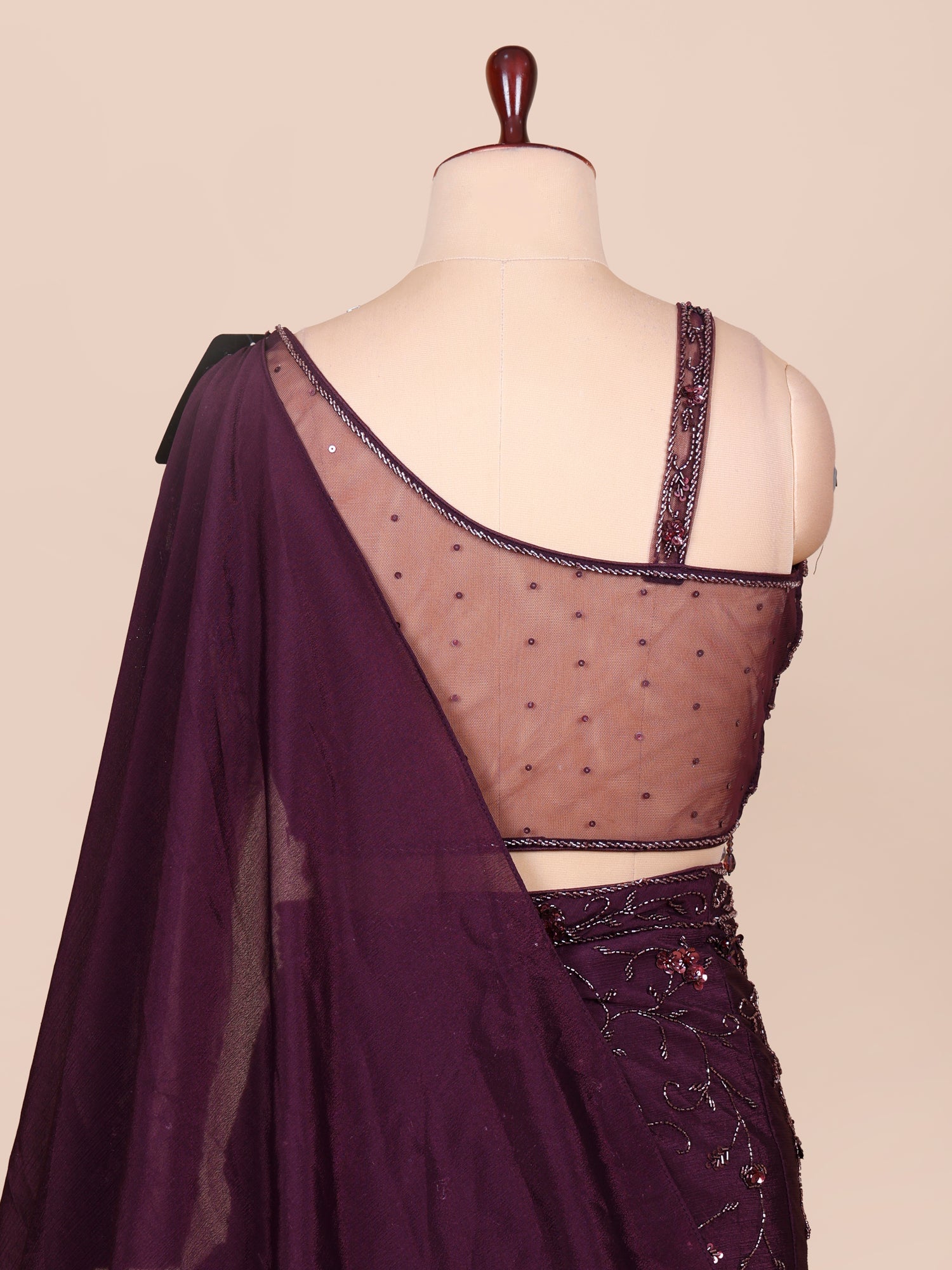 Twilight Berry Georgette Lehenga with Sequins &amp; Hand Embroidery