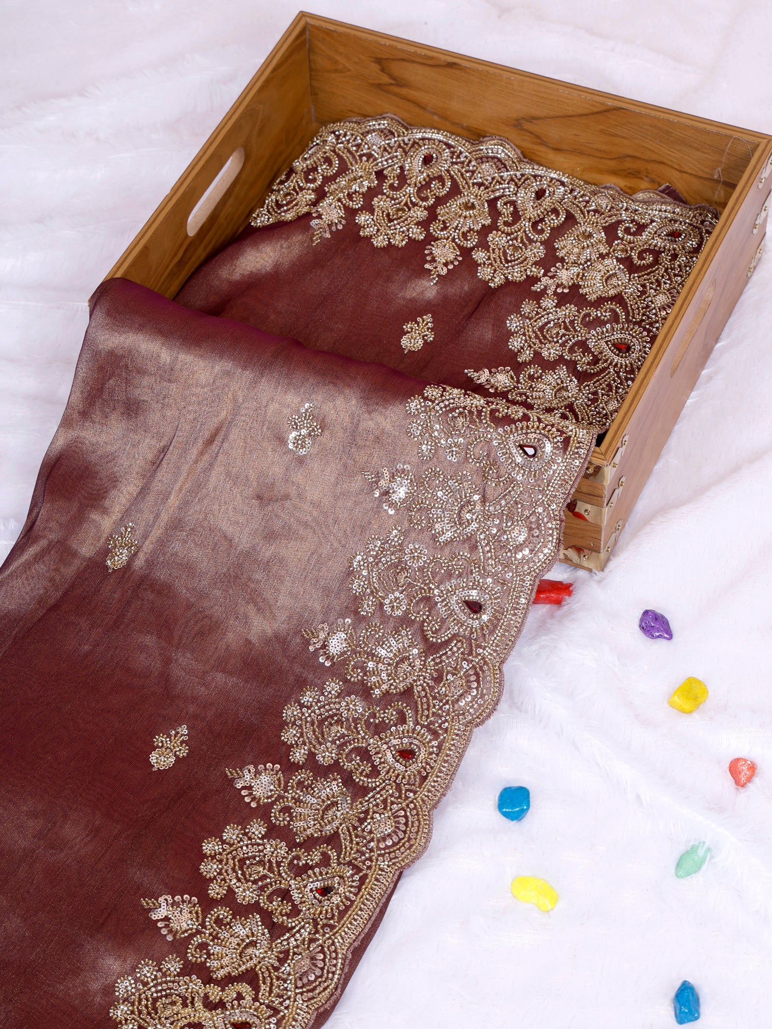 Maroon Sitara-e-Rang Diamond Shimmer Silk Saree