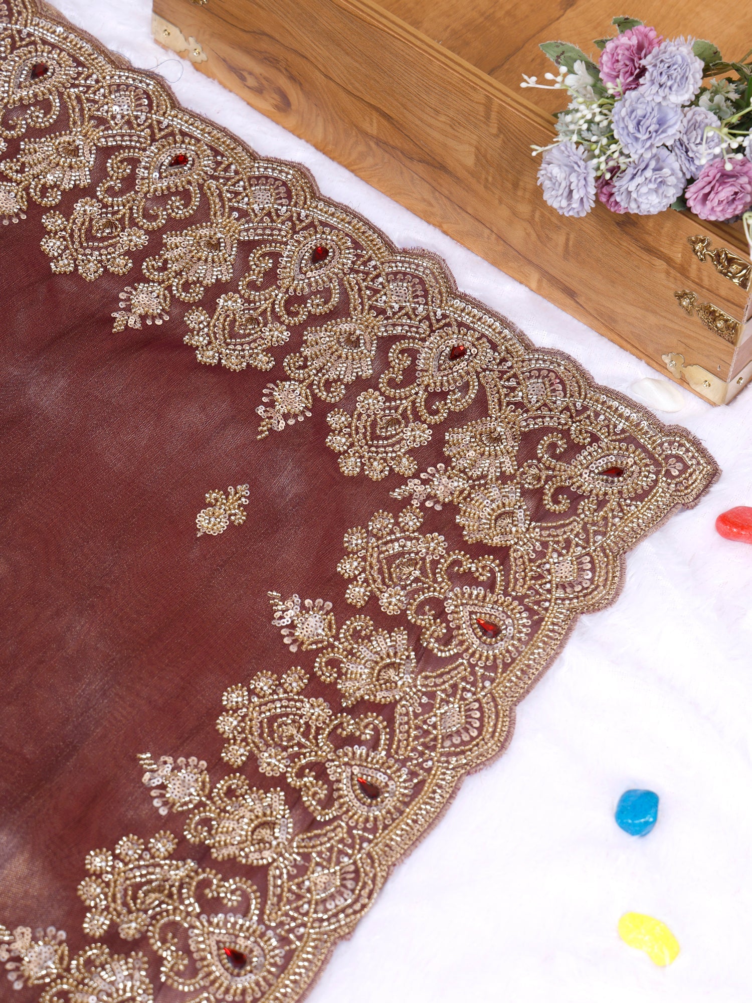 Maroon Sitara-e-Rang Diamond Shimmer Silk Saree