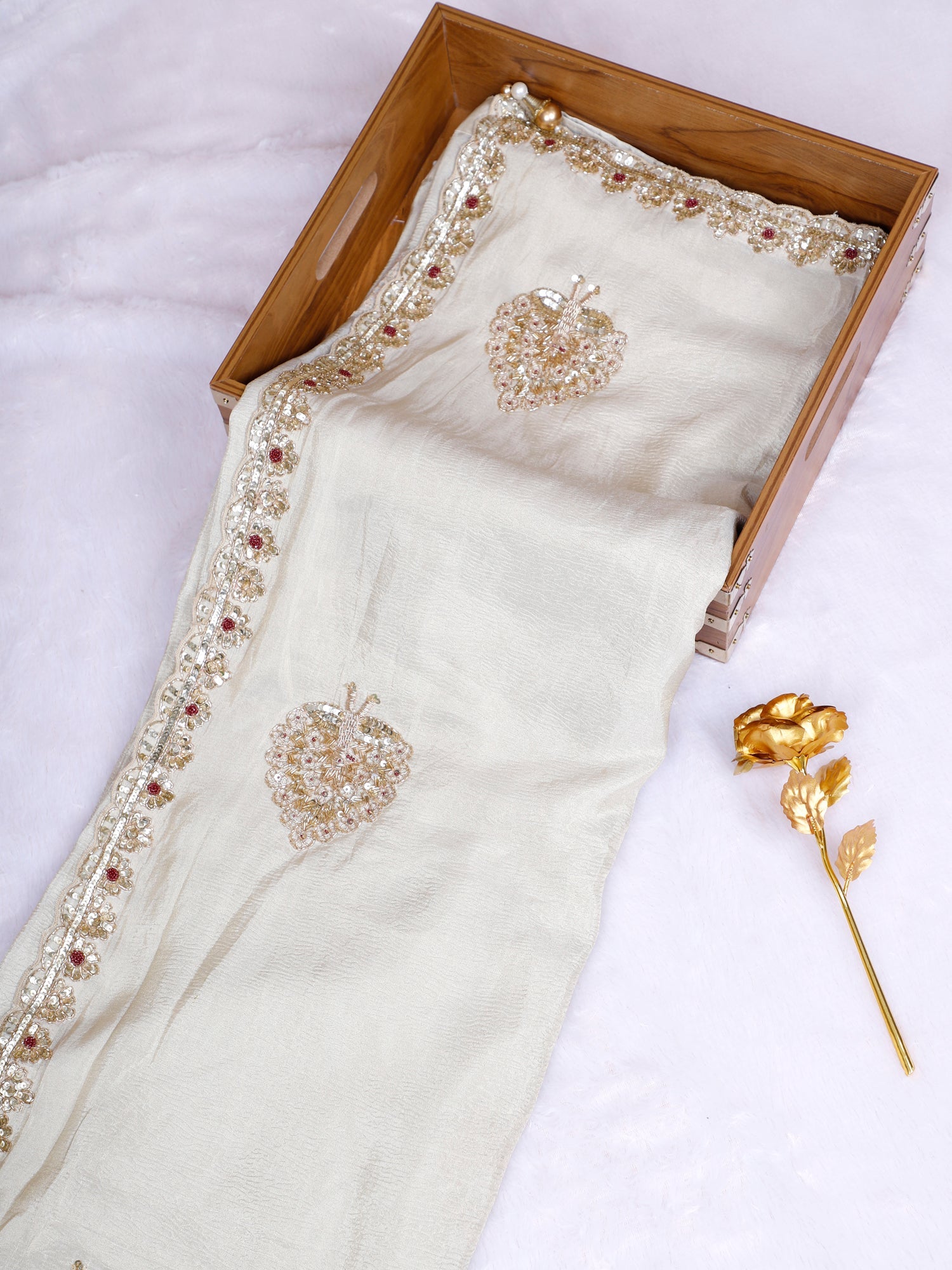 Shahi Noor Maroon Velvet Saree With Sequins