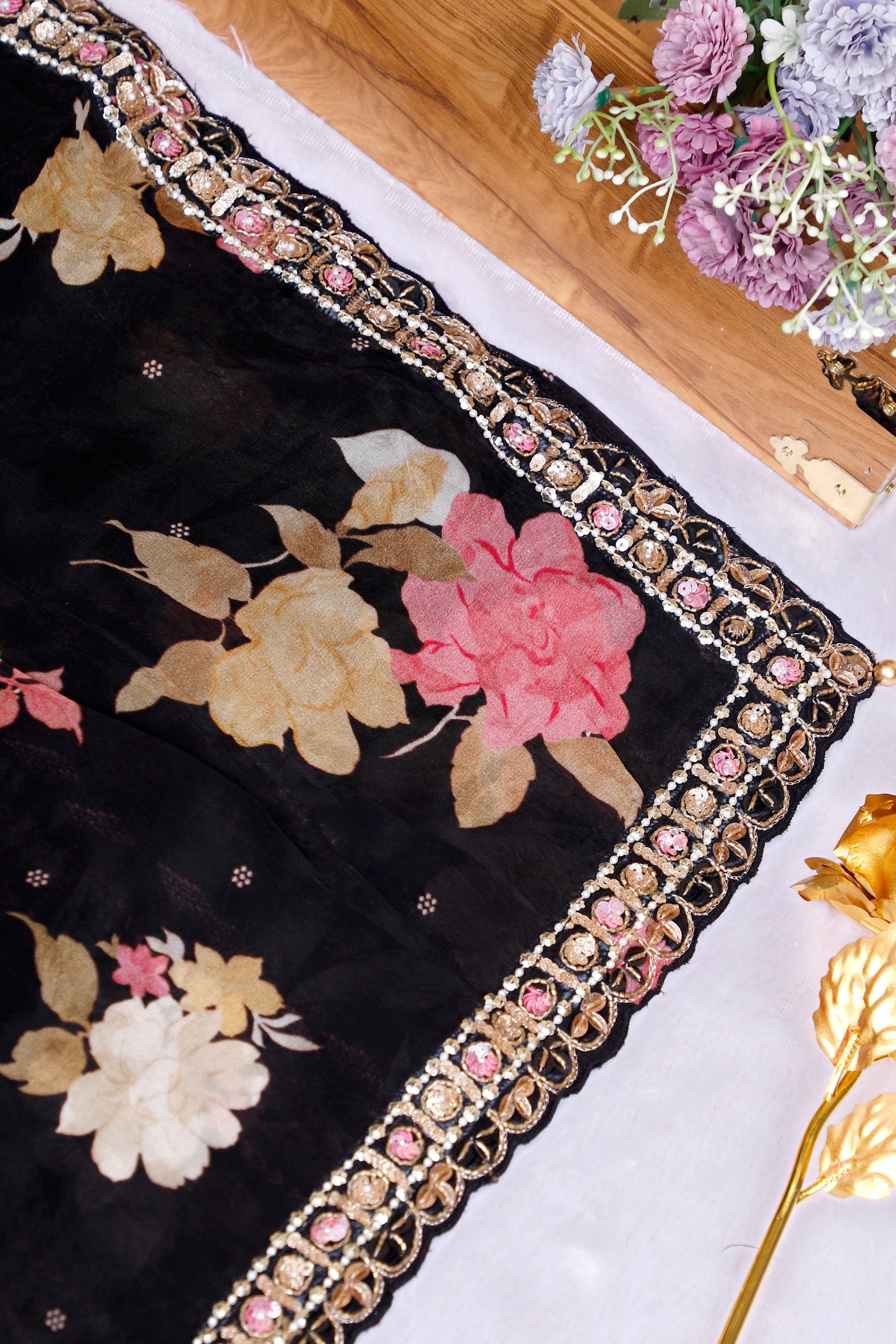 Raat Ki Rani Premium Georgette Saree With Sequins Handwork