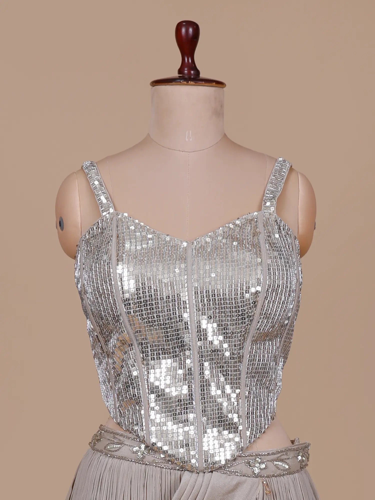Buy Grand Champagne Chinon Lehenga Featuring Signature Sparkle