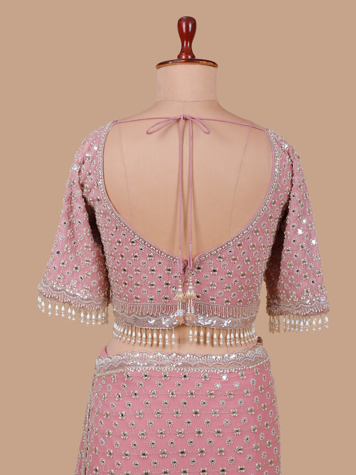 Buy Pink Georgette Saree with Beads
