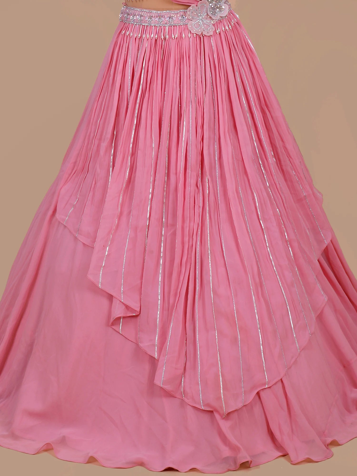 Pink Voltage Georgette Bubblegum Lehenga with Aplique Finish