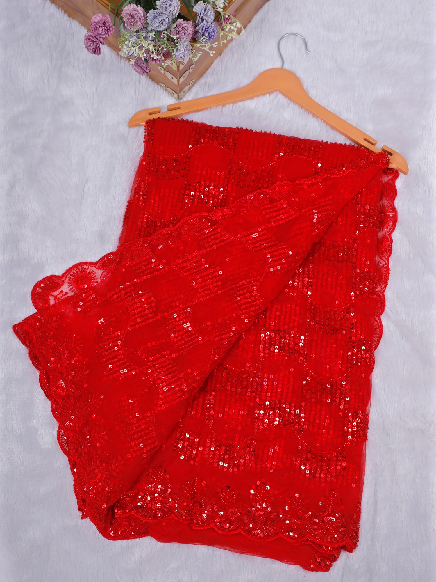 Luxe Stardust Embellished Net Saree- In 4 Amazing Colors