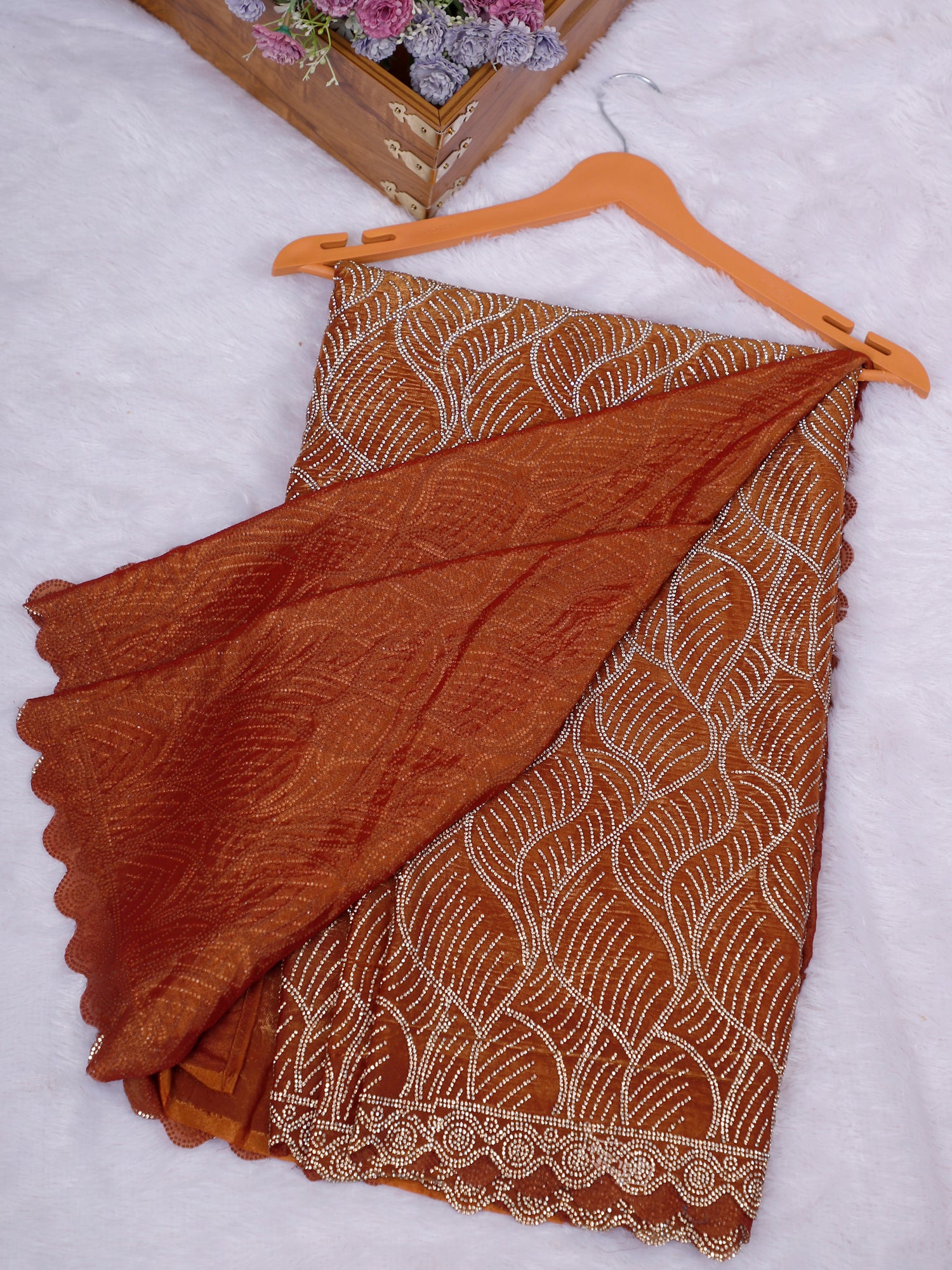 Elanora Swarovski Embellished Viscose Saree- 2 Amazing Shades