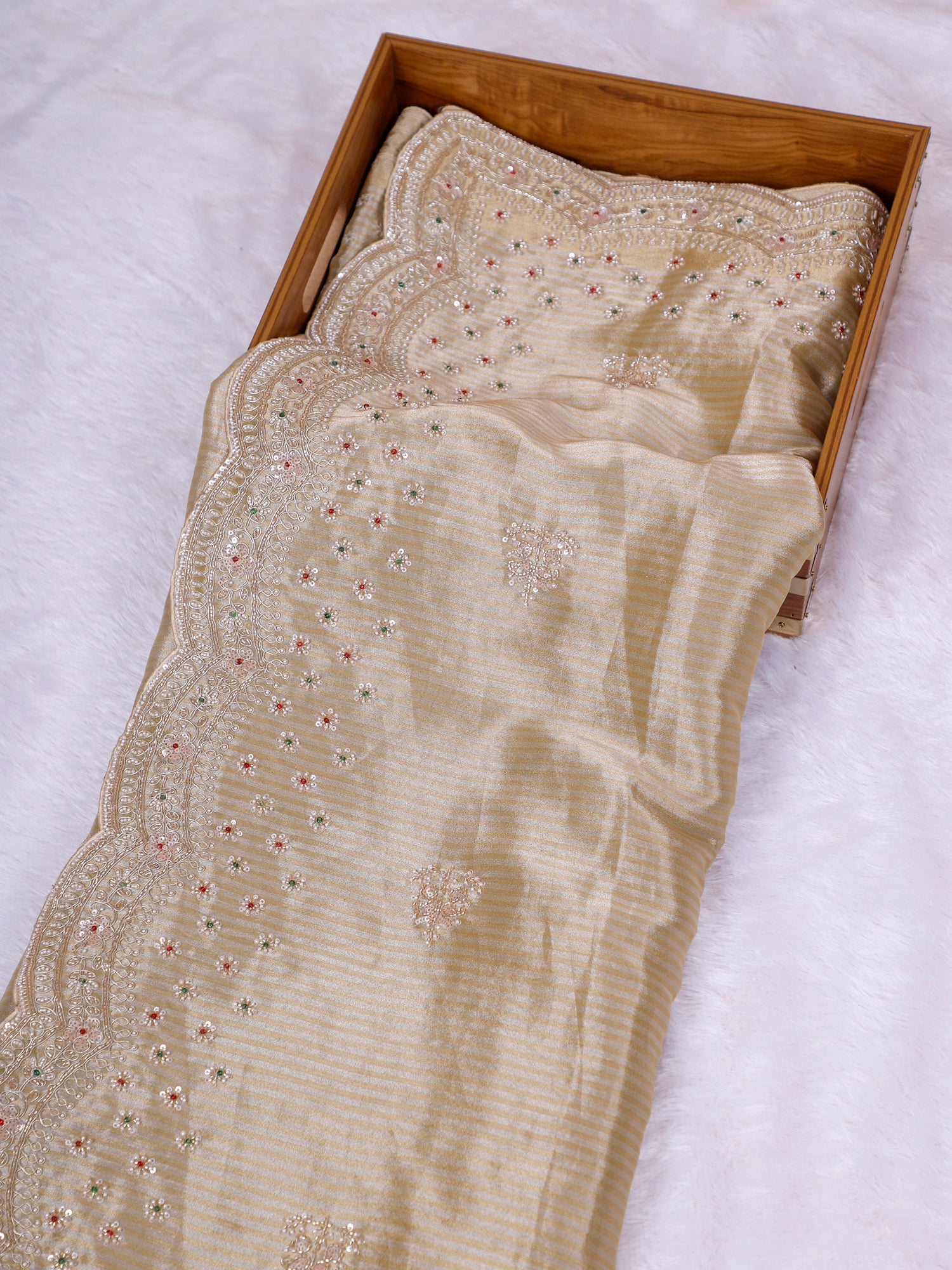 Ruhani Shimmer Silk Zardosi Diamond Saree (5 Colours Available)