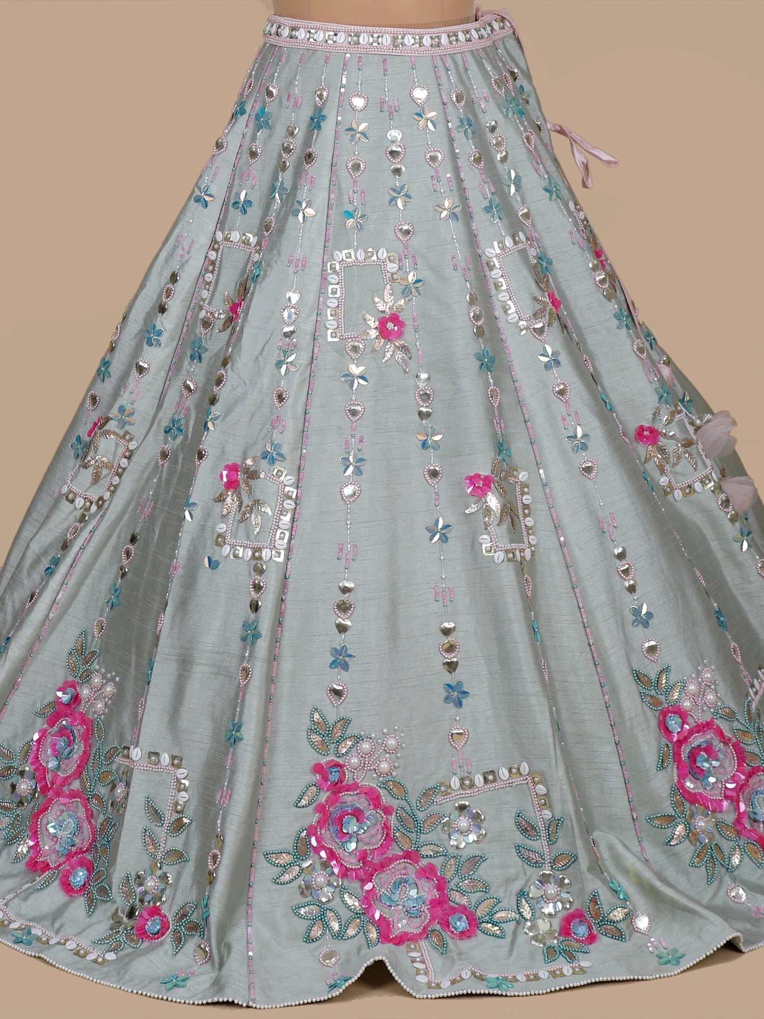 Shahi Raunaq Moti Silk Lehenga With Aplique Work