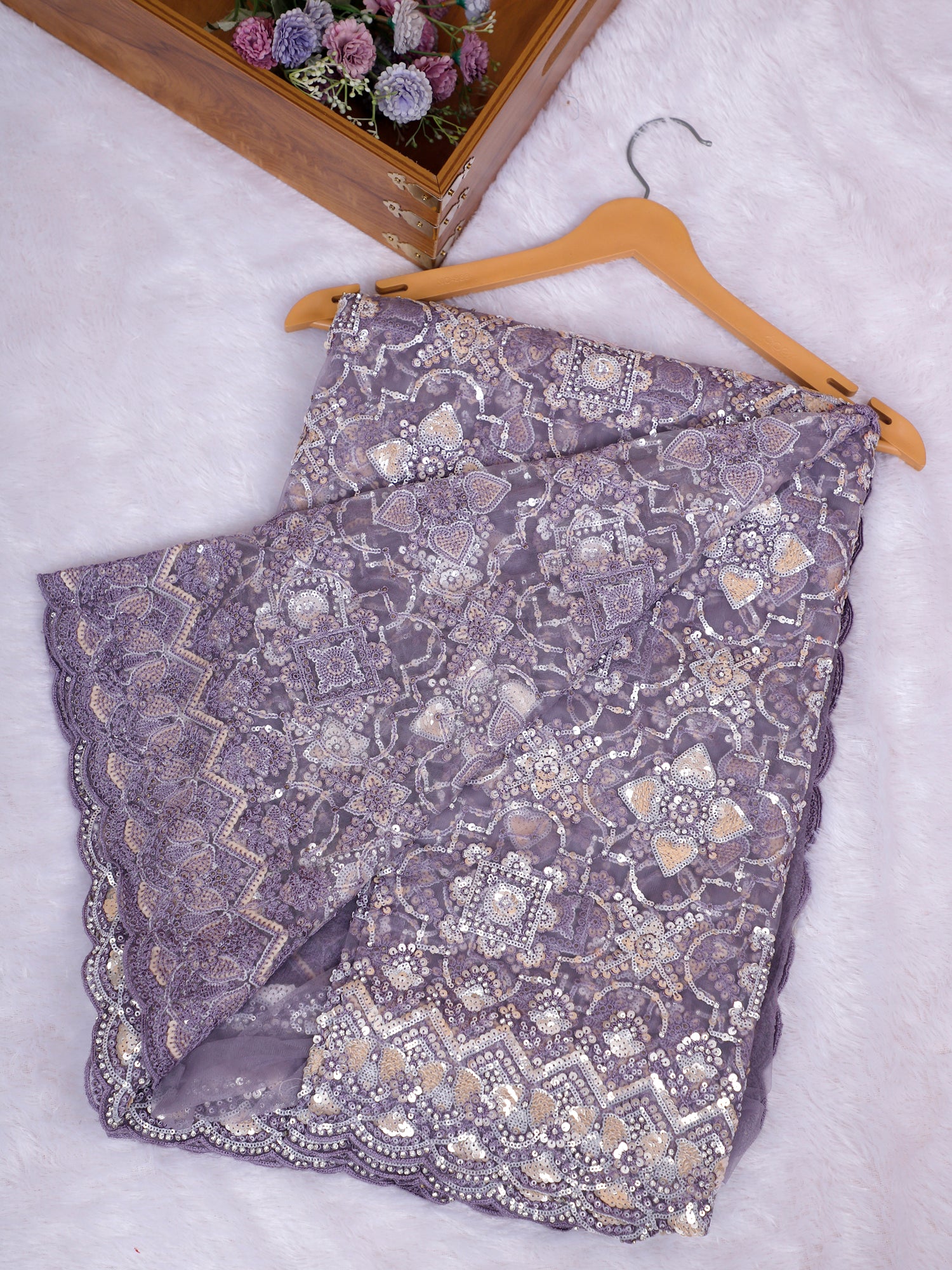 Nooraya Luxe Diamond Net Saree (Available in 5 Shades)