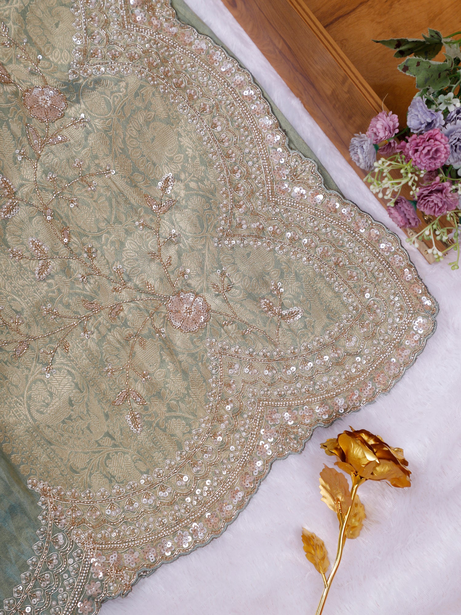 Rajvaibhav Pure Silk Handwork Sequins Saree – 5 Royal Colours Available