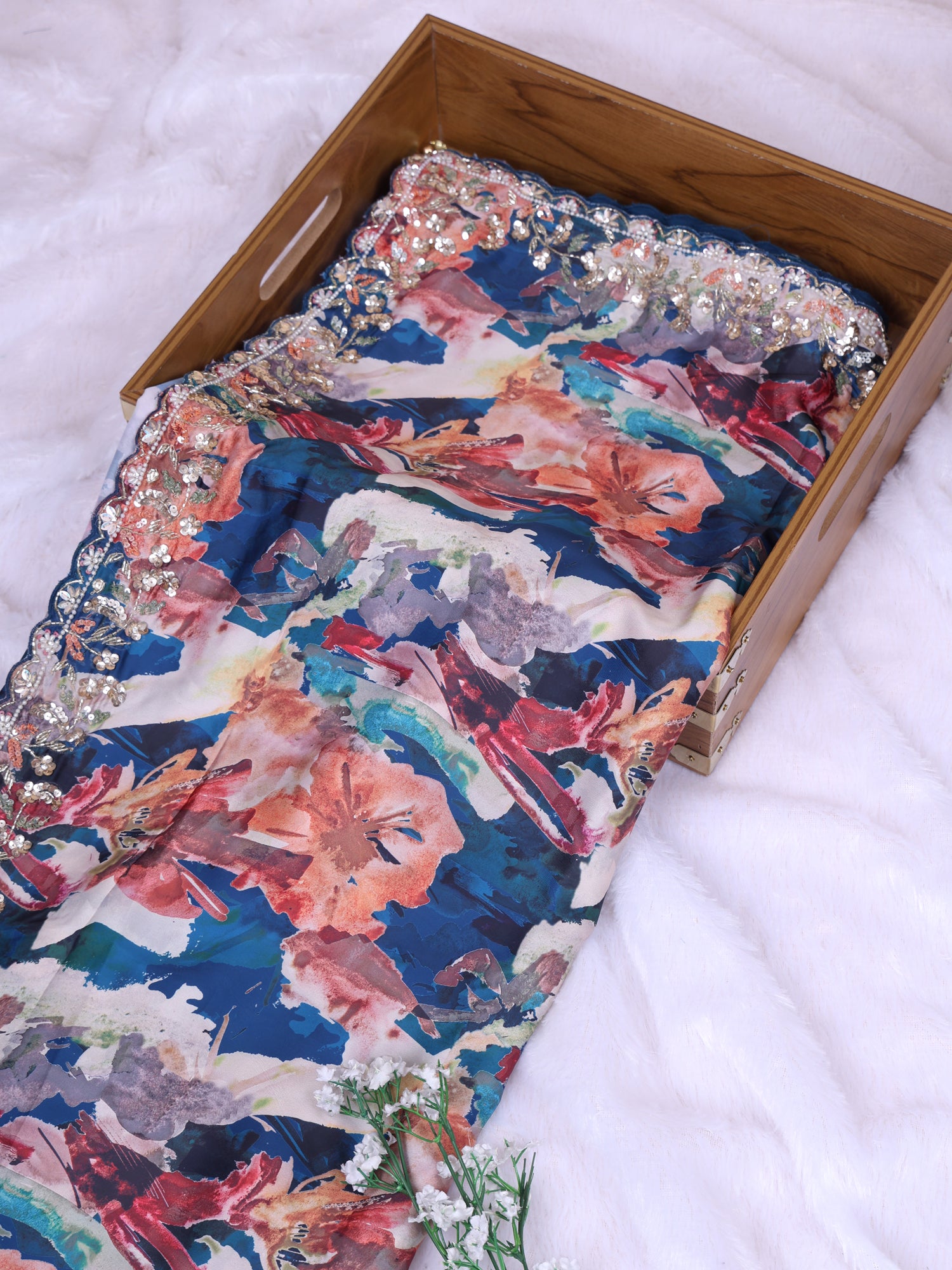 Multi Couture Essence Crepe Silk Saree with Cut Dana work