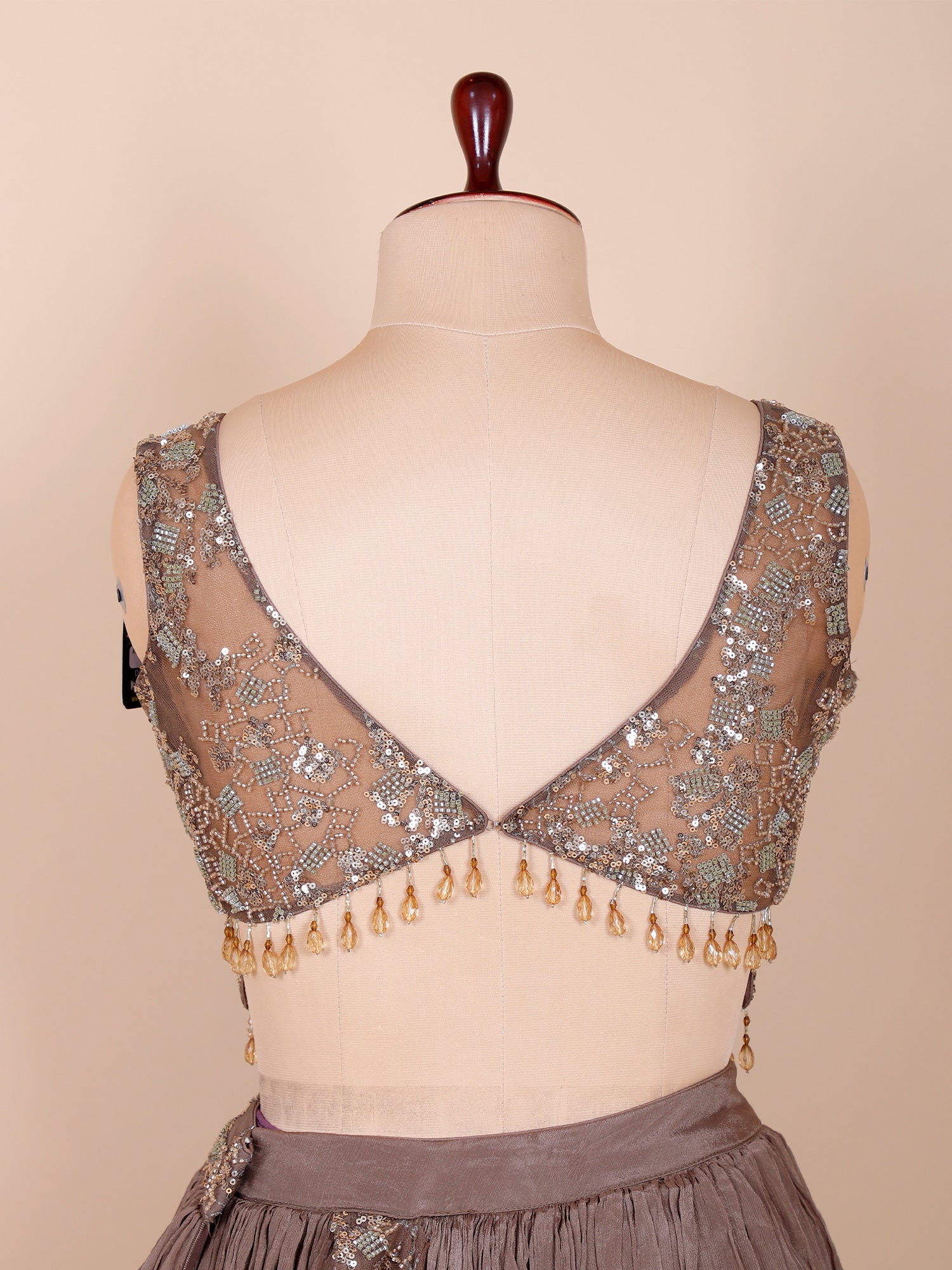 Elegant Dark Brown Designer Crop Top