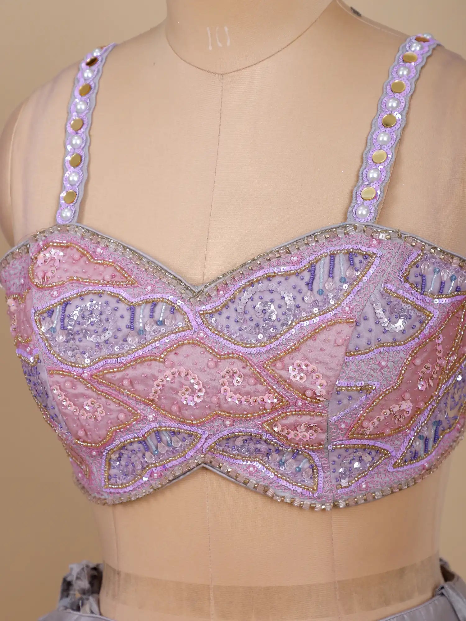 Navrang Luxe Sequin Pearl Mirror Raw Silk Lehenga – Limited Edition Couture