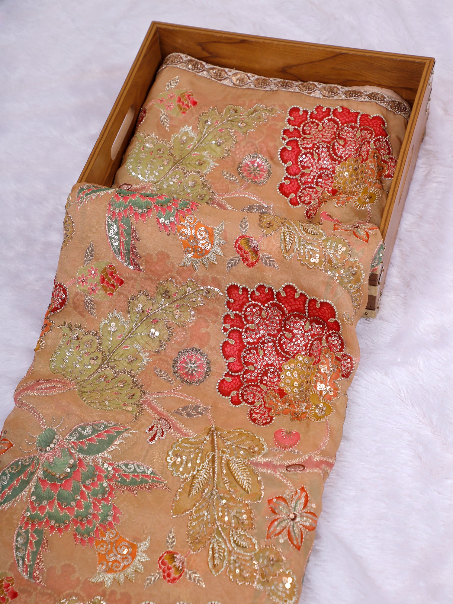 RangAabha Multicolor Luxury Chinon Saree