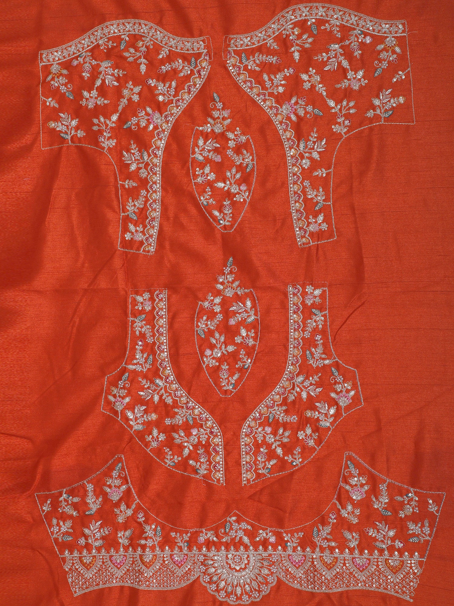 Rust Orange Noorika Pearl Luxe Silk Lehenga