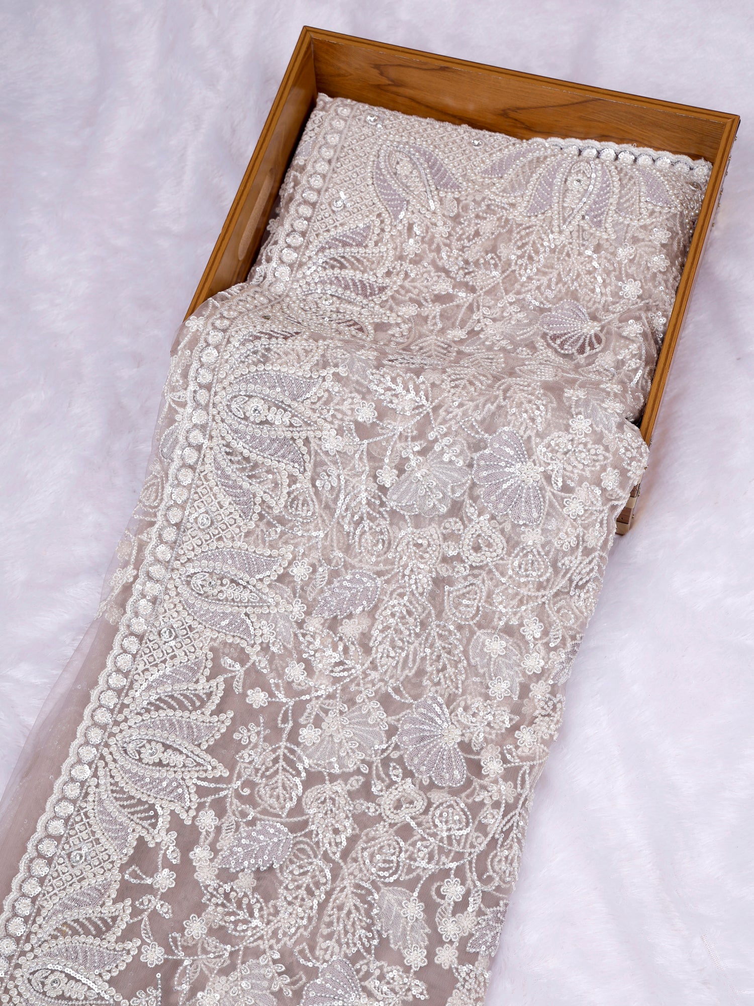 Serene Lavender Diamond Veil Saree