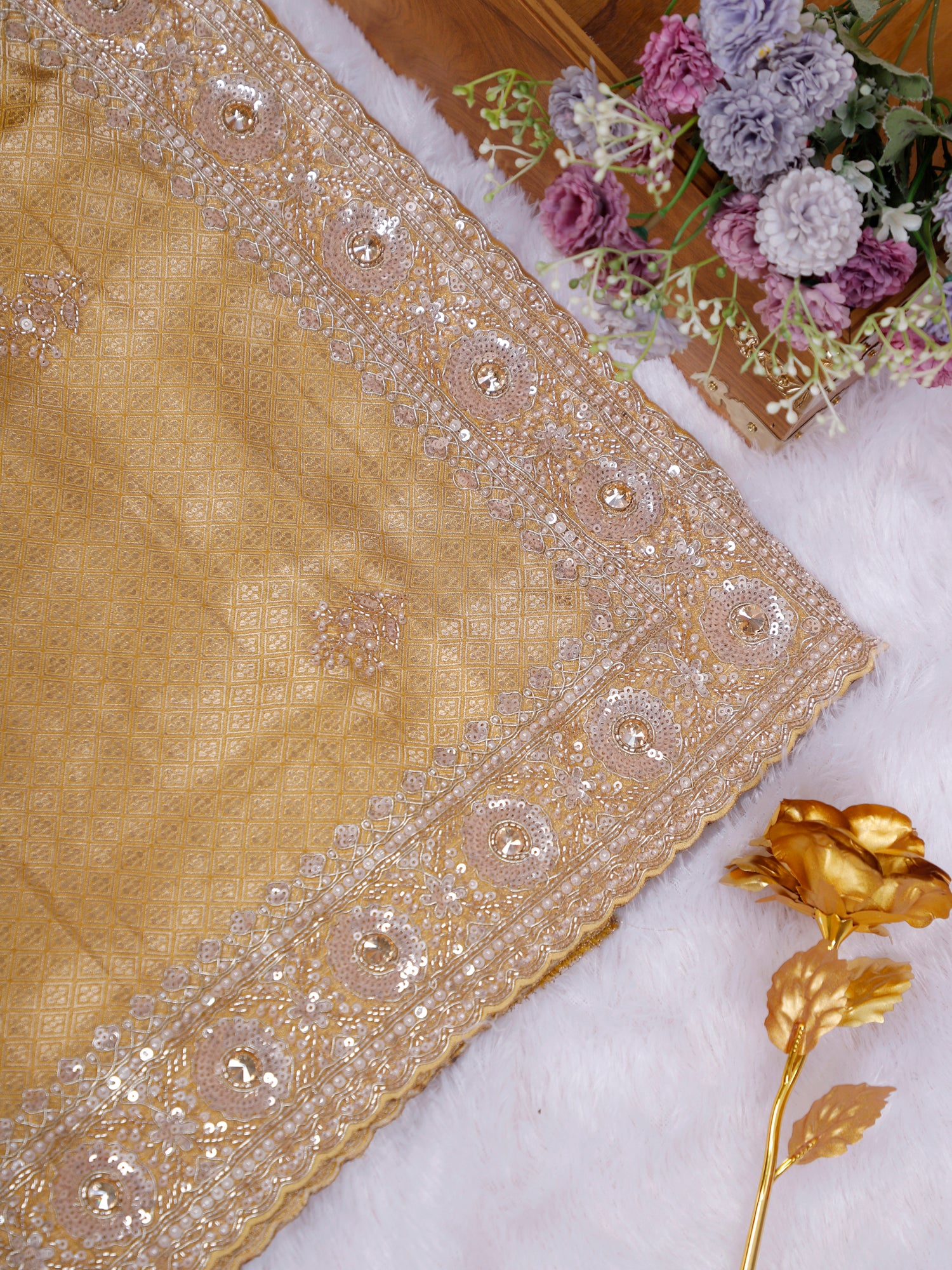The Royal 5 Gold Series - Diamond Zardosi Couture Shimmer Silk Saree