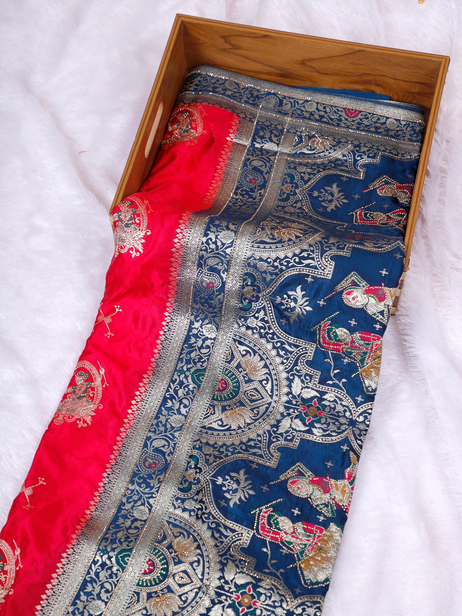 Blue–Pink Shobha Royale Silk Saree