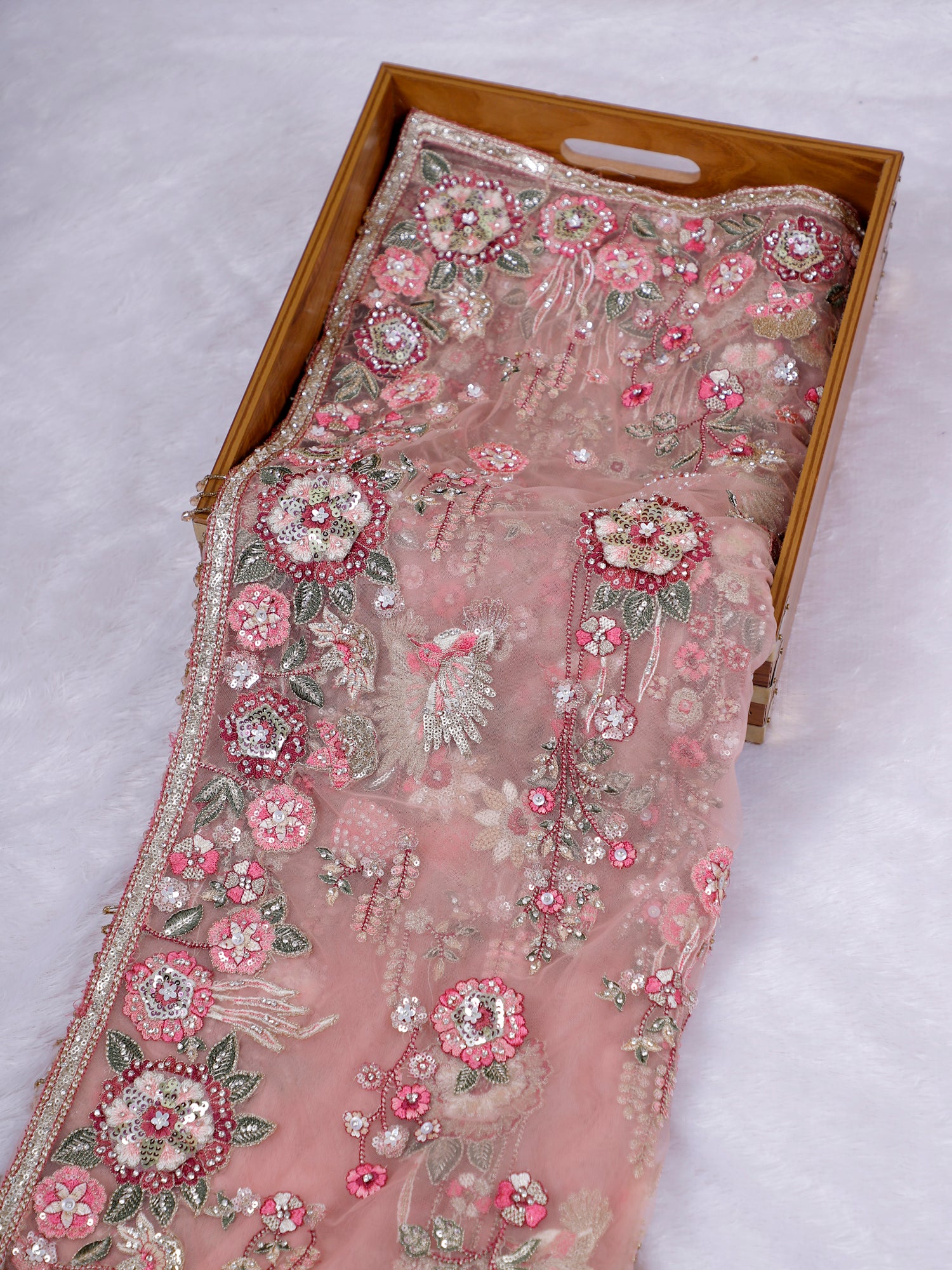 Blush Nooré Multi Thread Diamond Saree