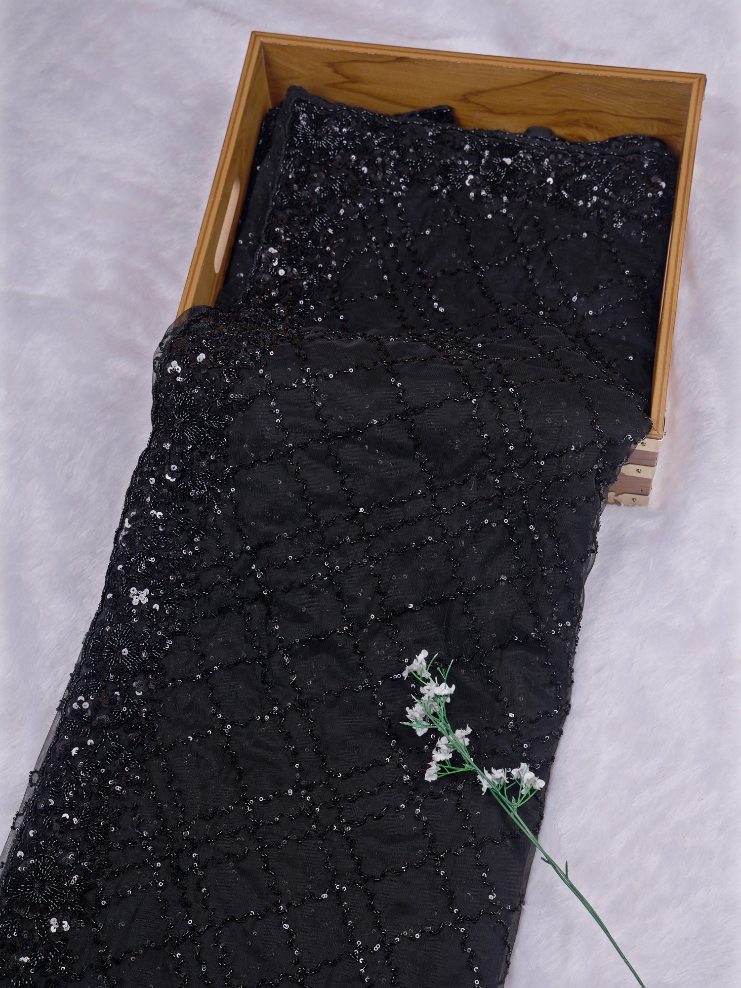 Siyah Jahanara Sequin Embellished Net Saree