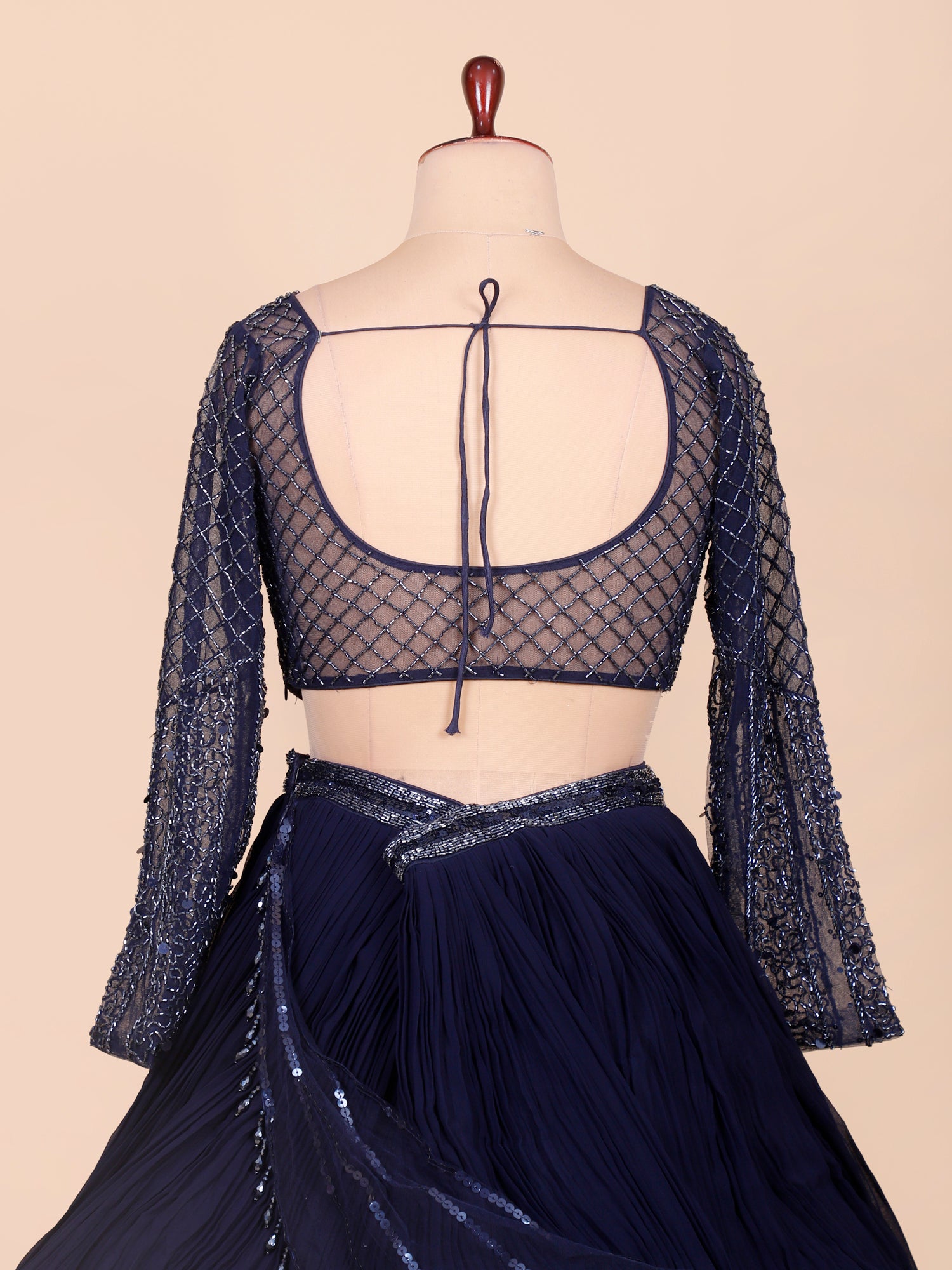 Airforce Blue Imperial Wave Georgette Lehenga