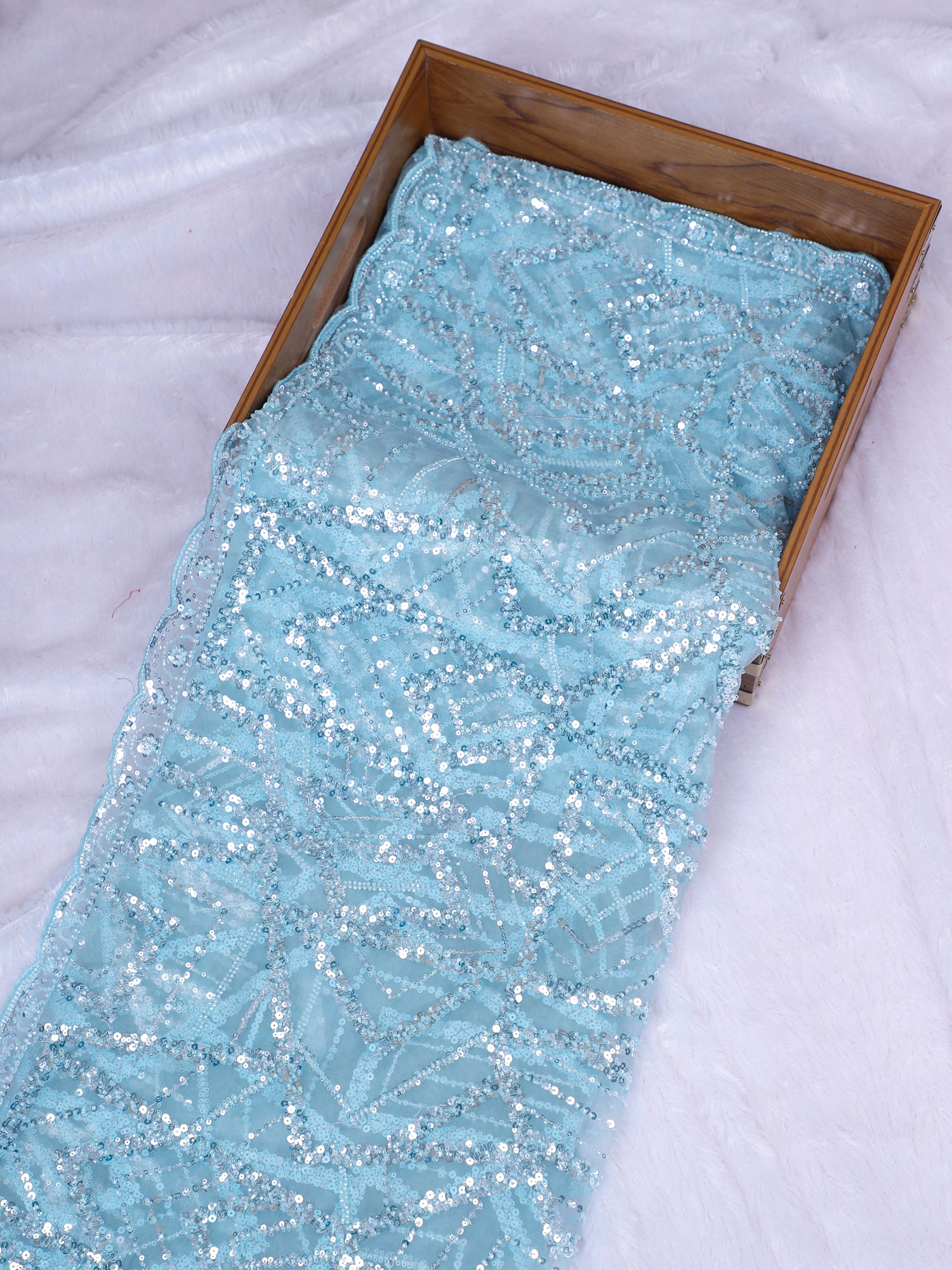 Pastel Blue Nazakat Royale Net Saree