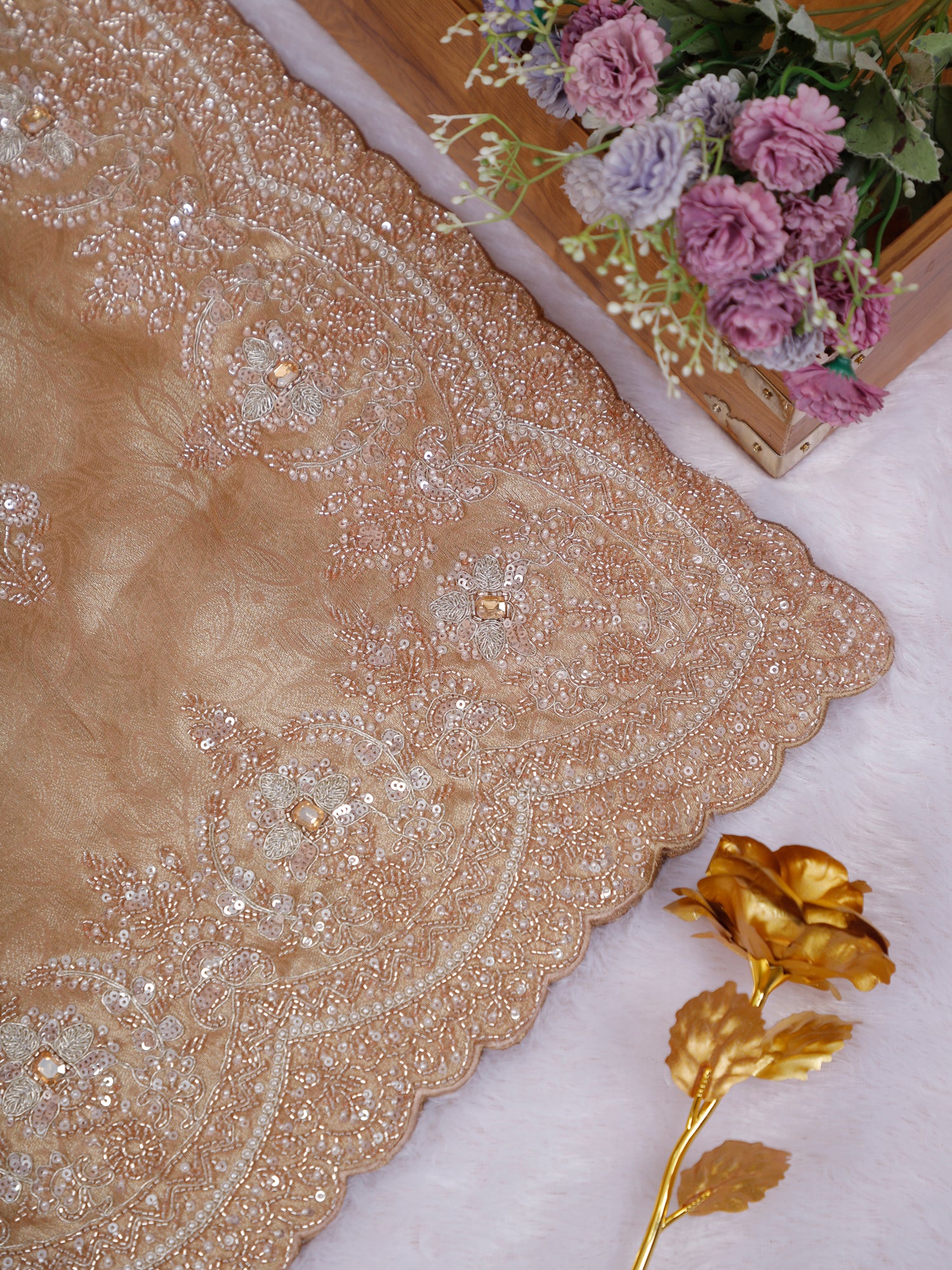Gold Luxe Aura Diamond Handwork Sequins Shimmer Silk Saree- 2 Amazing Colors