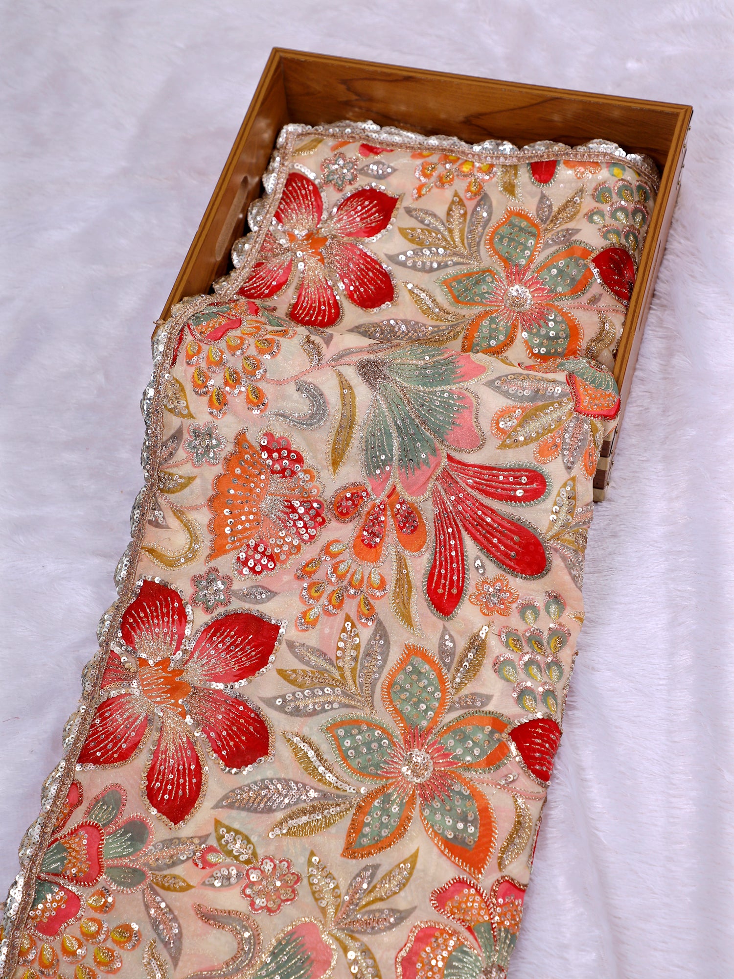 Multicolor Rangkriti Imperial Chinon Sequins Saree