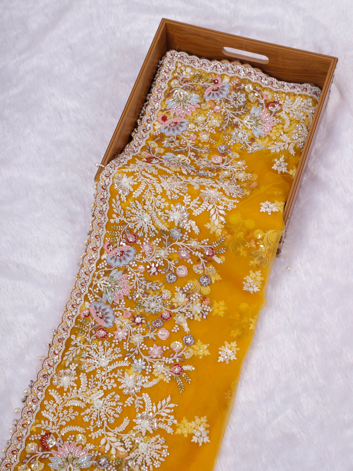 Yellow Sunehri Celestial Sequin Saree