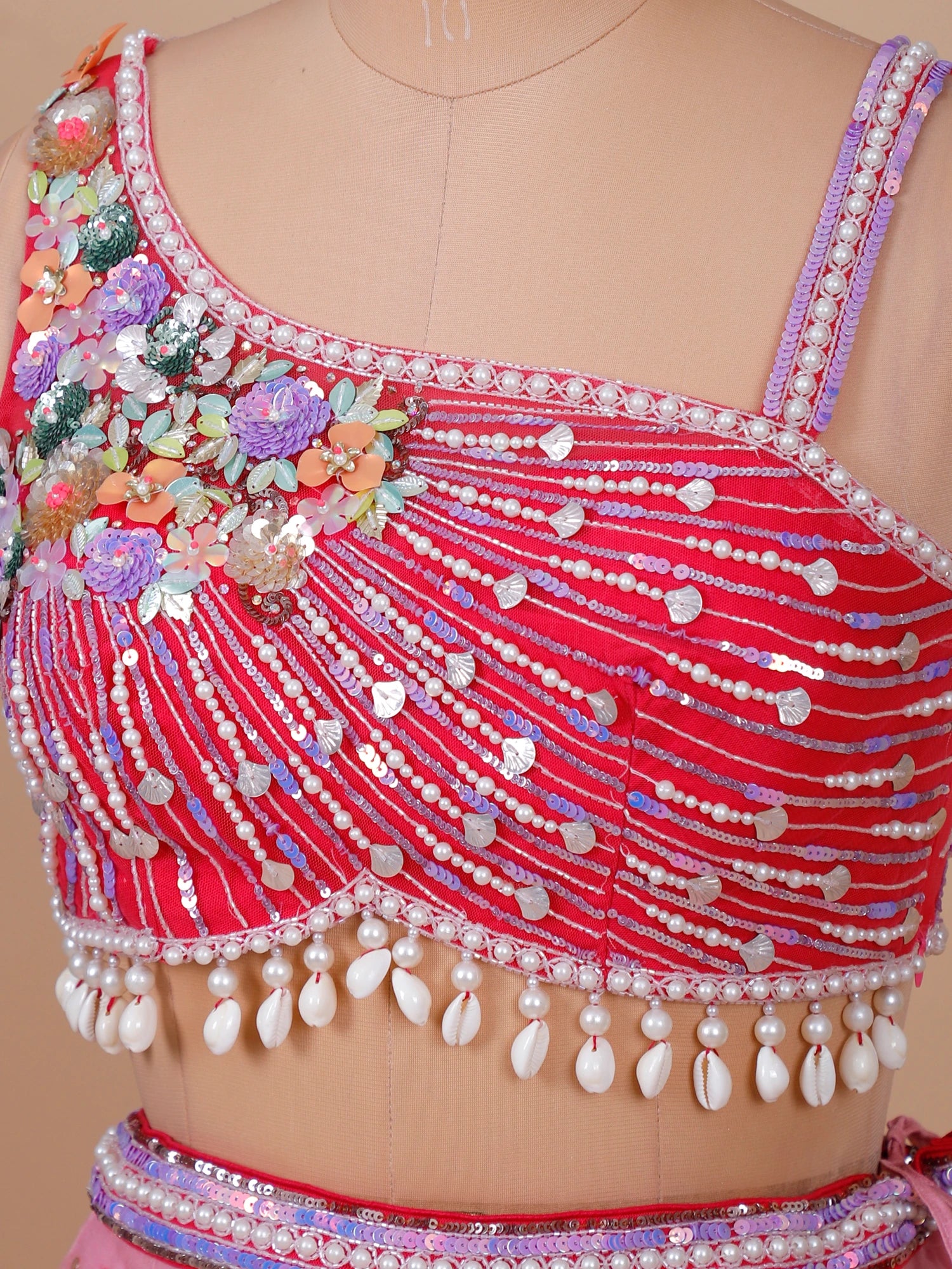 Hoorain Moti Sequin Net Lehenga