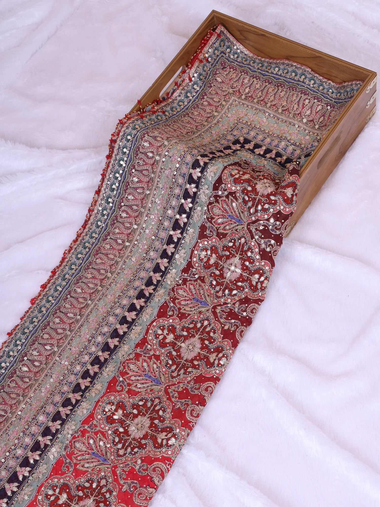 Rajwadi Riwaayat Crepe Georgette GotaPatti Multi-Shade Saree