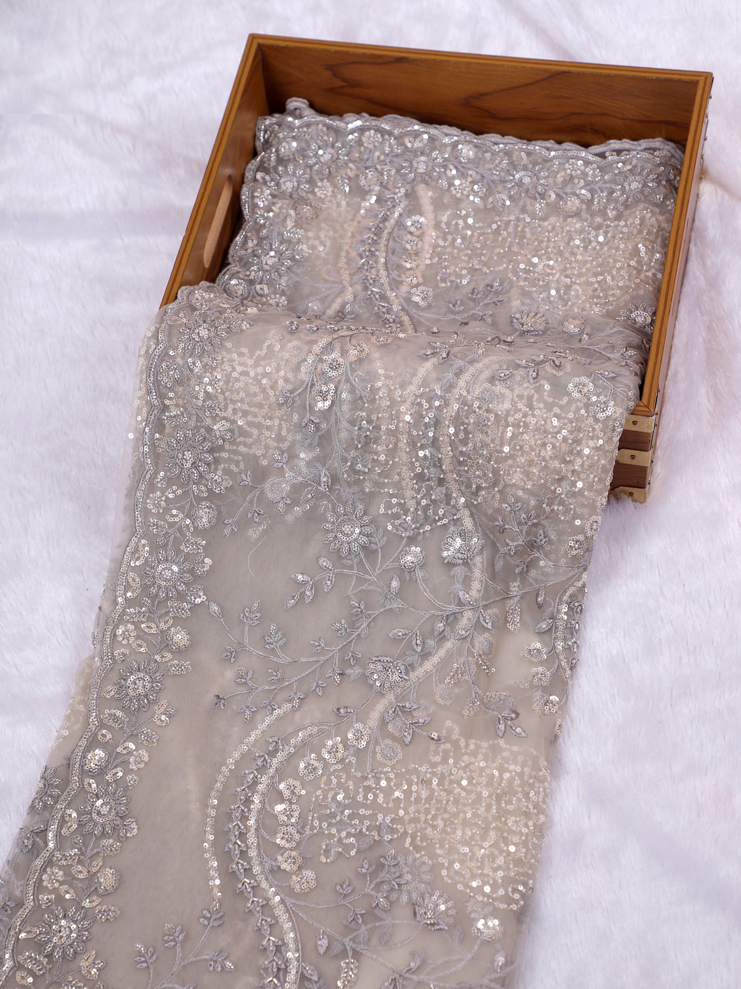 Pale Beige Noorza Moti Thread Elegance Saree